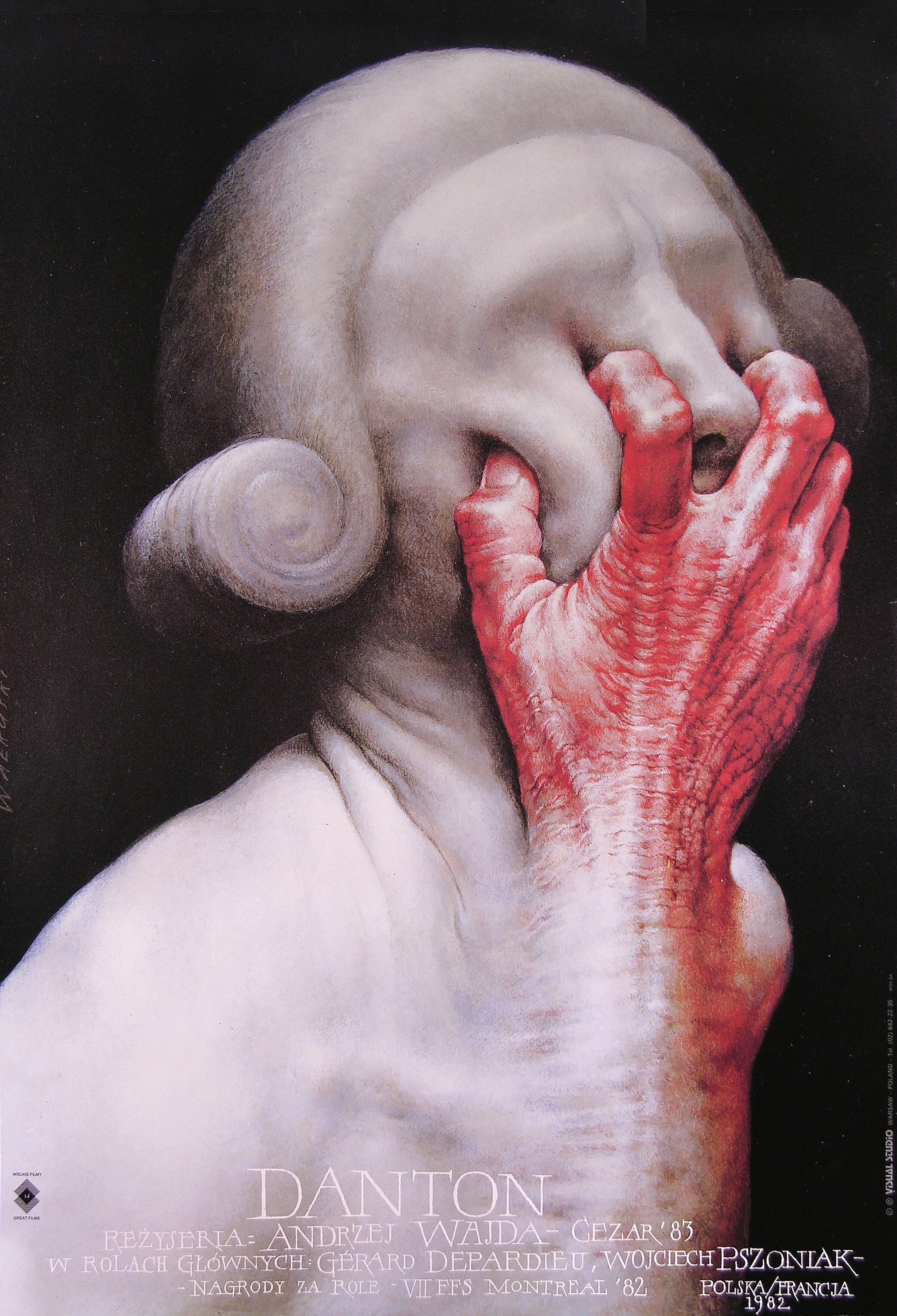 Дантон (Danton, 1983), режиссёр Анджей Вайда, польский постер к фильму, автор Веслав Валкуски, 1993 год