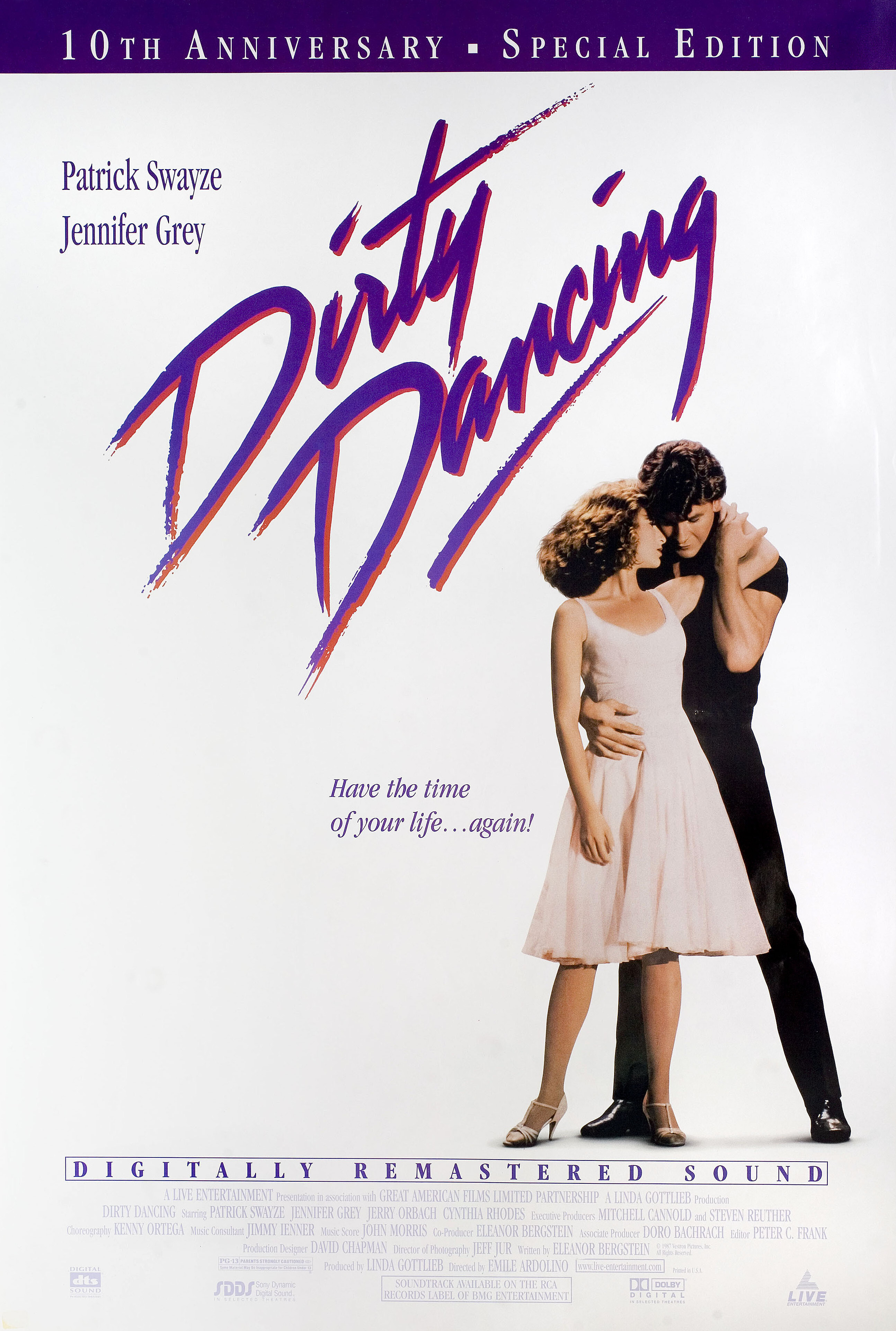 Грязные танцы (Dirty Dancing, 1987), режиссёр Эмиль Ардолино, американский постер к фильму, 1997 год