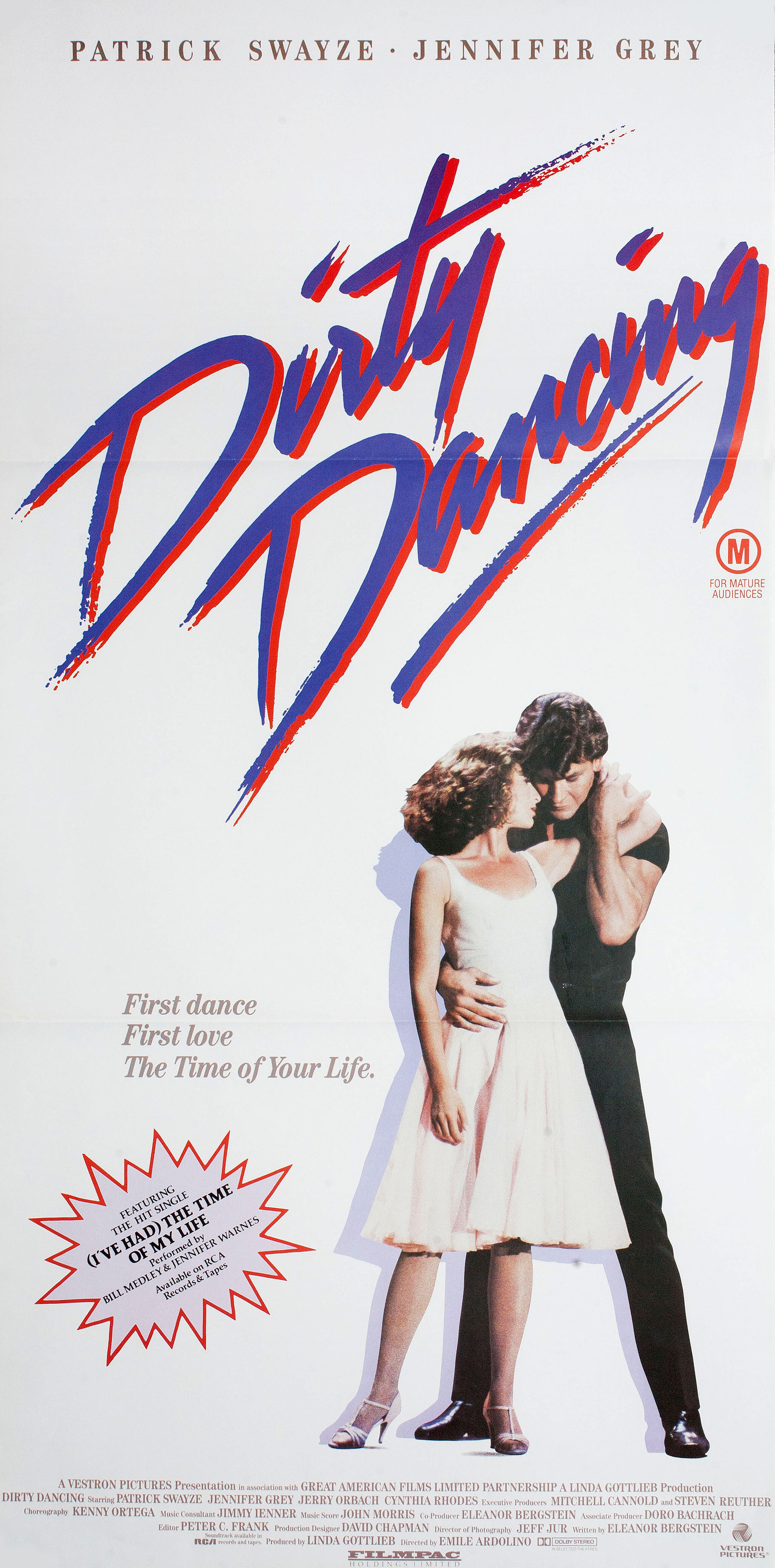 Грязные танцы (Dirty Dancing, 1987), режиссёр Эмиль Ардолино, австралийский постер к фильму, 1987 год