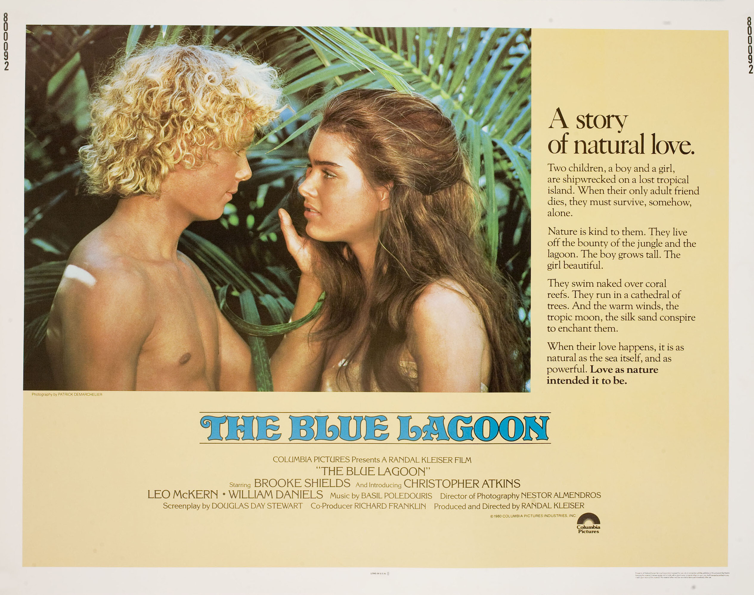Голубая лагуна (The Blue Lagoon, 1980), режиссёр Рэндал Клайзер, американский постер к фильму, 1980 год