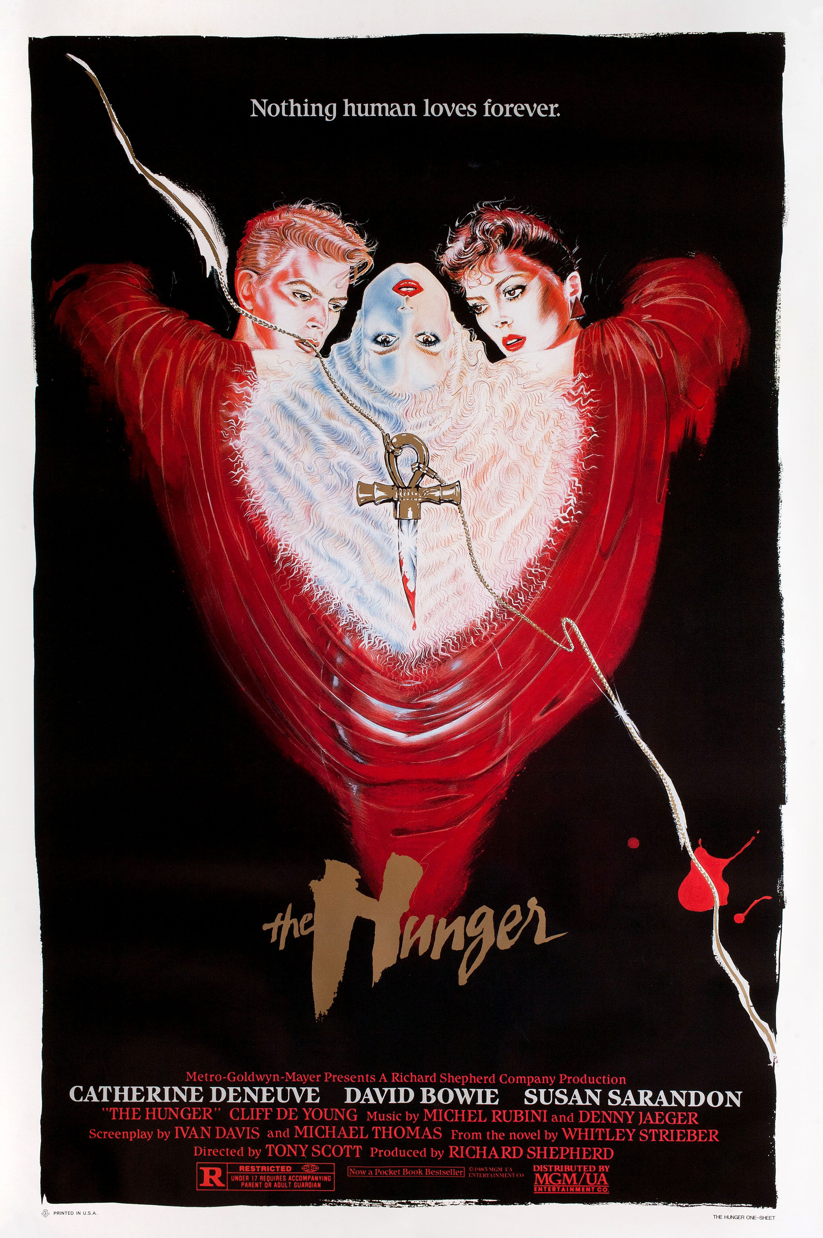 Голод (The Hunger, 1983), режиссёр Тони Скотт, американский постер к фильму, 1983 год