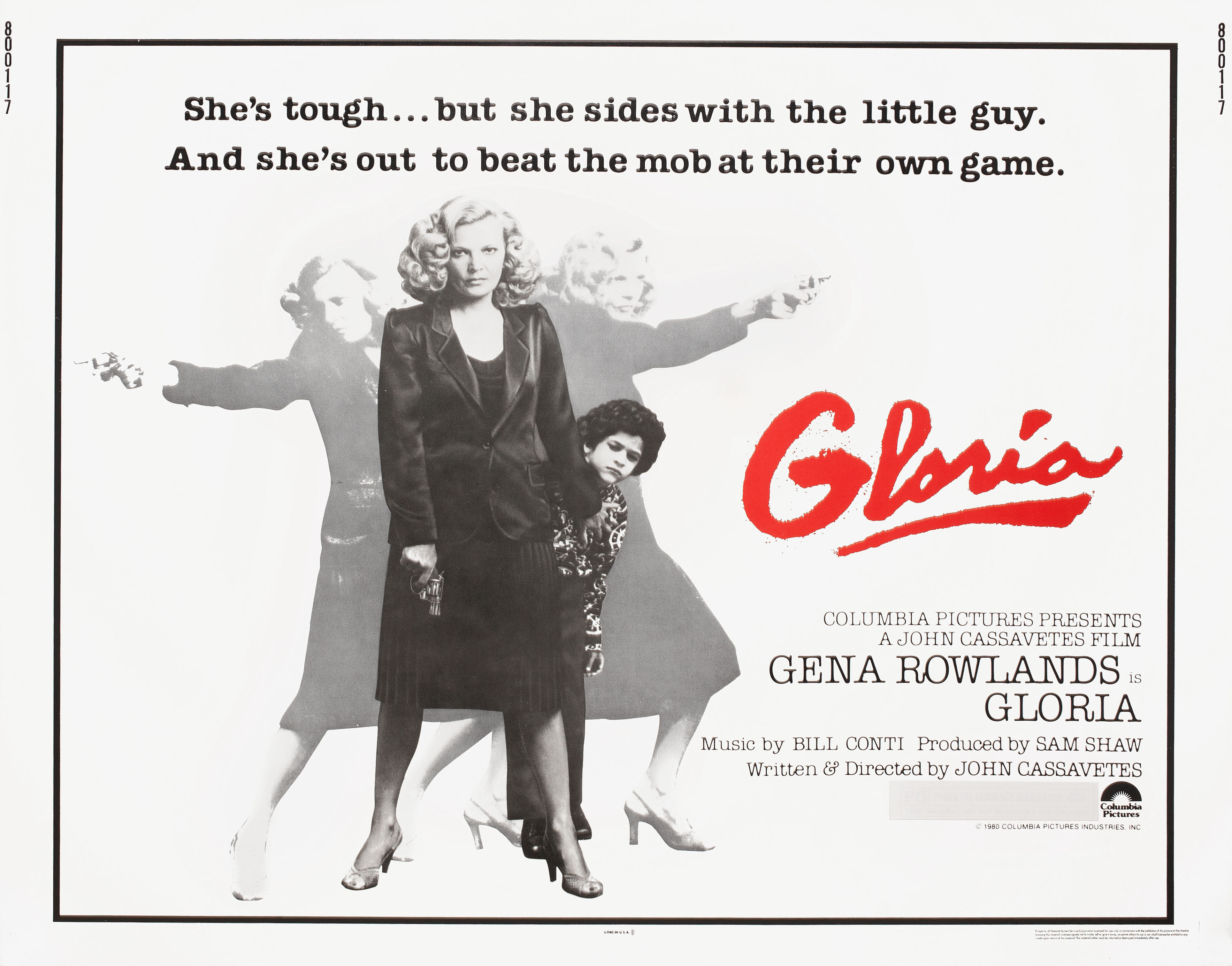 Глория (Gloria, 1980), режиссёр Джон Кассаветис, американский постер к фильму, автор Морин Ламбре, 1980 год (1)