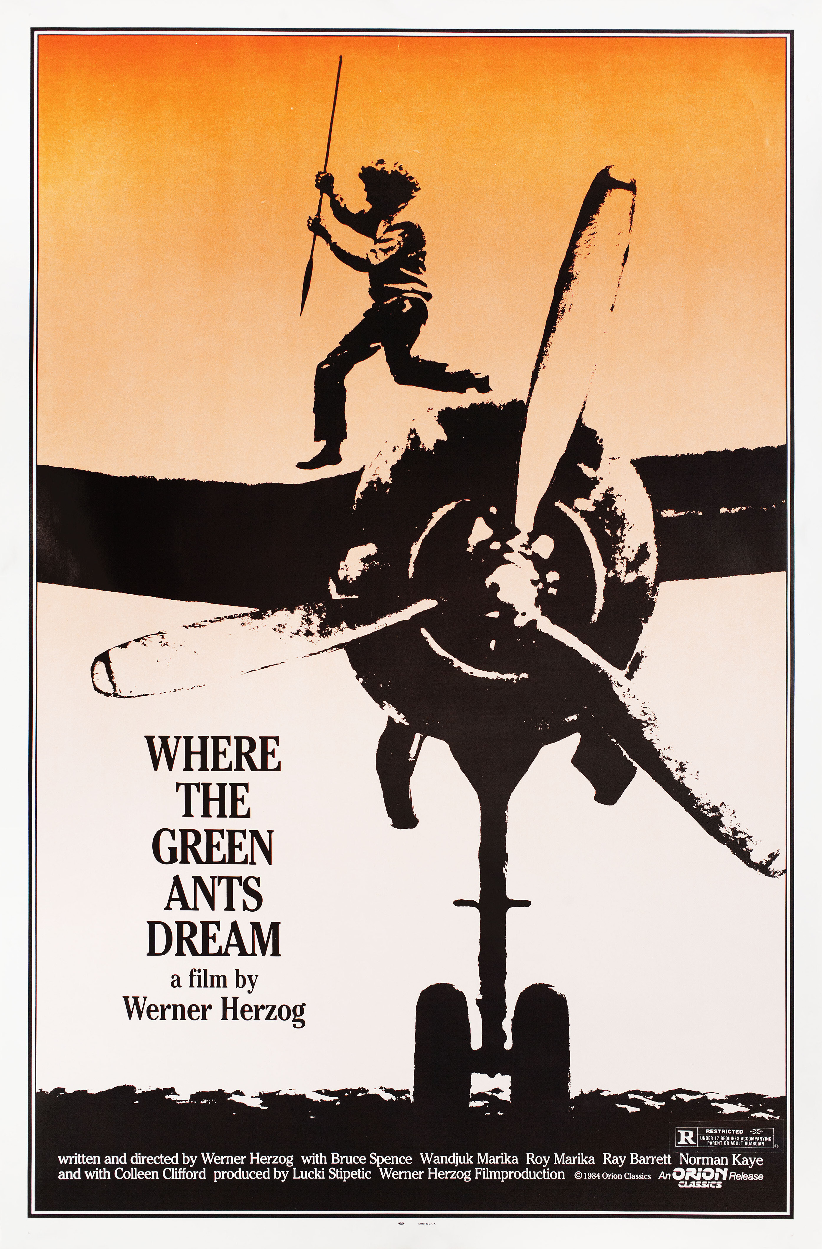 Там, где мечтают зелёные муравьи (Where the Green Ants Dream, 1984), режиссёр Вернер Херцог, американский постер к фильму, 1984 год