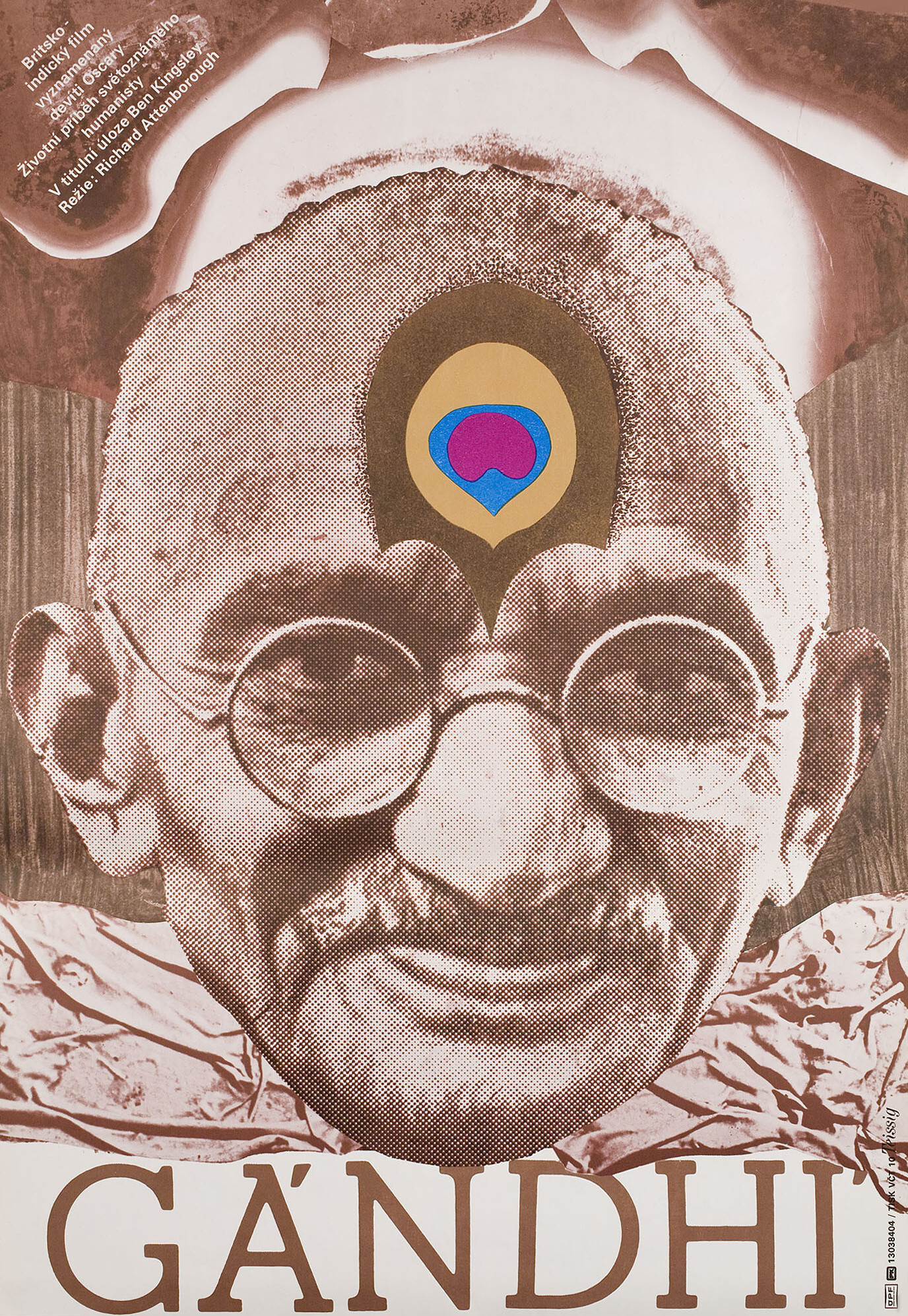 Ганди (Gandhi, 1982), режиссёр Ричард Аттенборо, чехословацкий постер к фильму, автор Карел Тейссиг, 1984 год