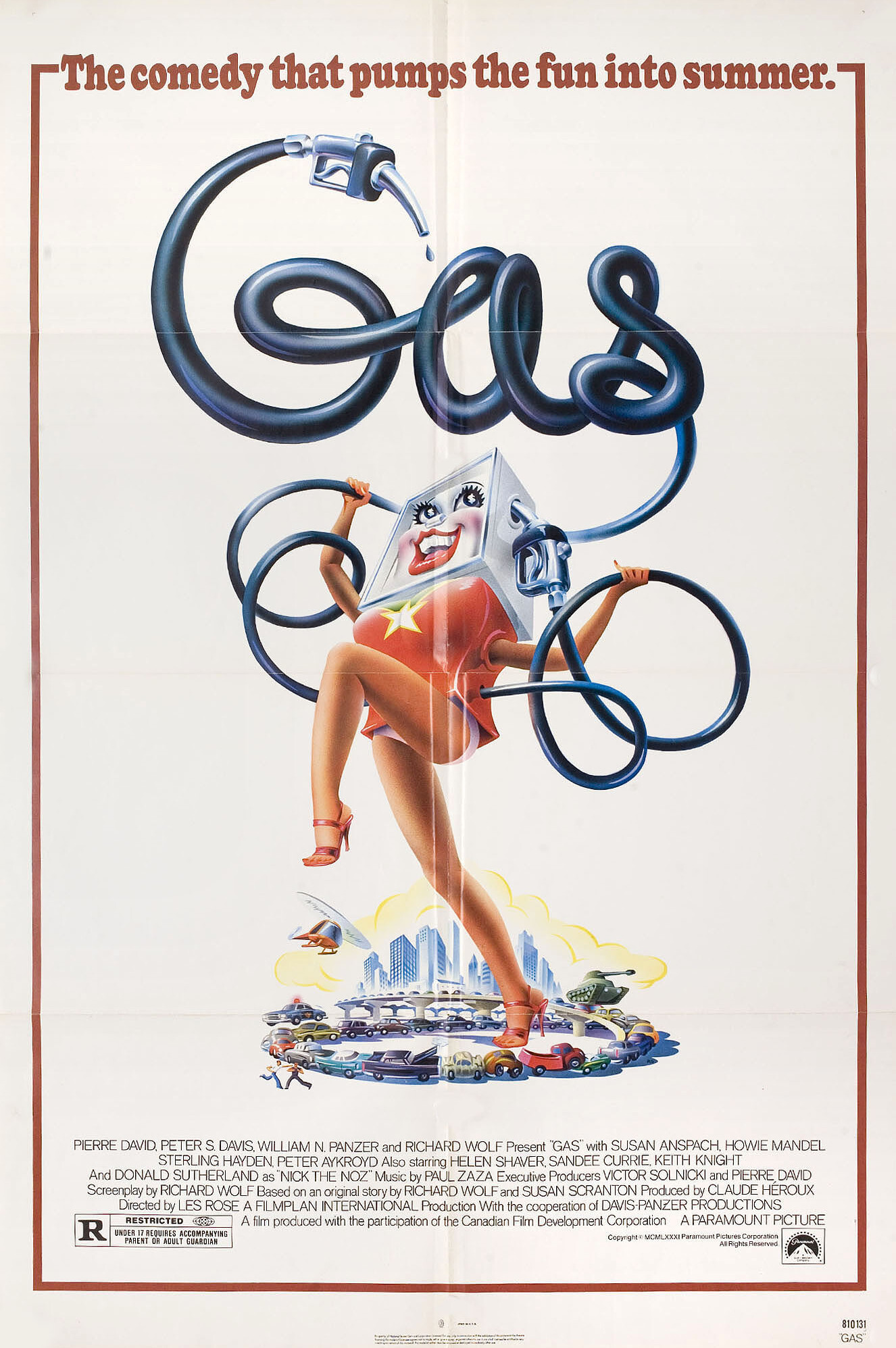 Горючее (Gas, 1981), режиссёр Лес Роуз, американский постер к фильму, автор Роберт Гроссман, 1981 год