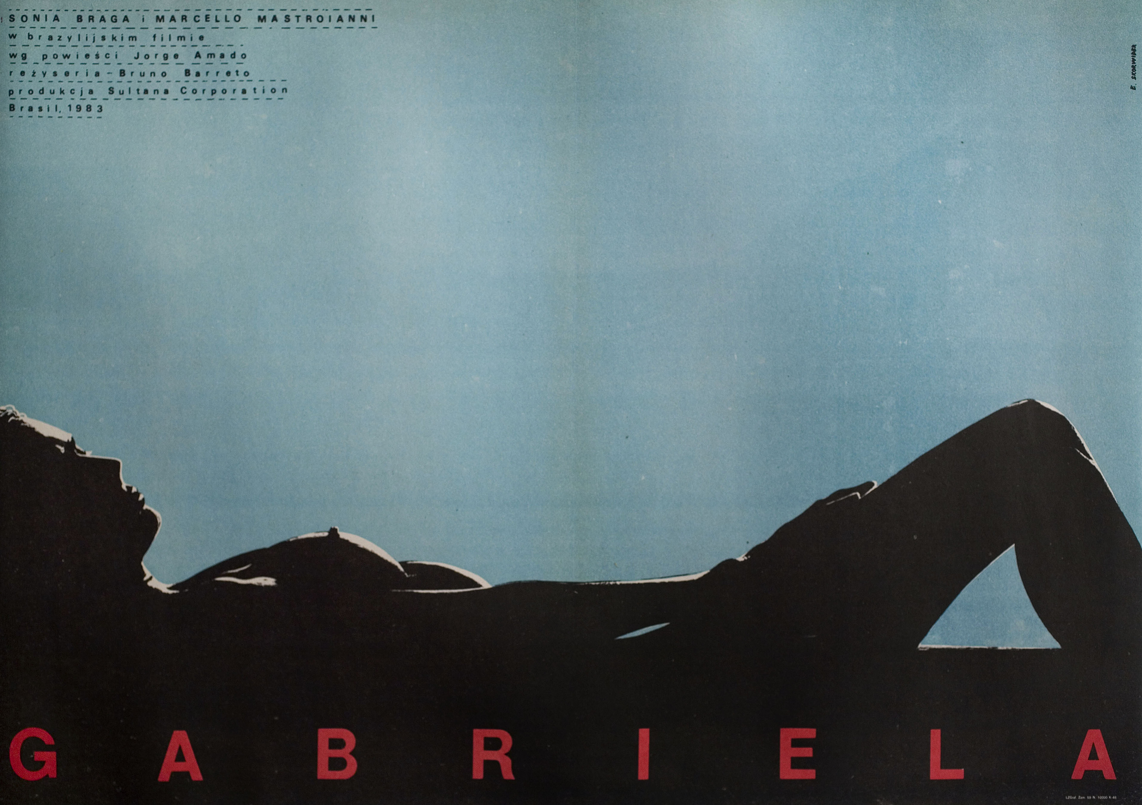 Габриэла (Gabriela, 1983), режиссёр Бруно Баррето, польский постер к фильму, автор Евгениуш Скорвидер, 1983 год