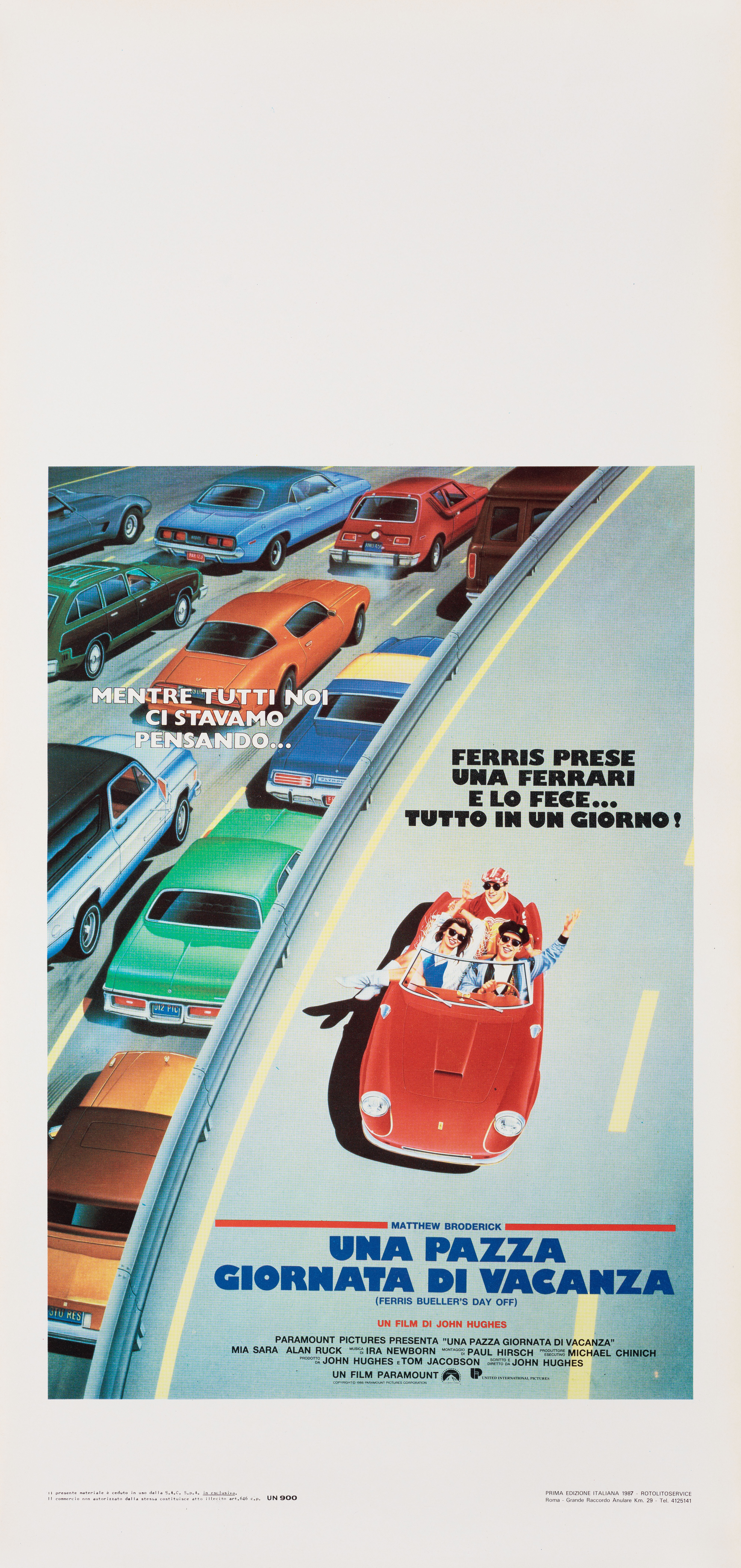 Выходной день Ферриса Бьюллера (Ferris Buellers Day Off, 1986), режиссёр Джон Хьюз, итальянский постер к фильму, 1986 год