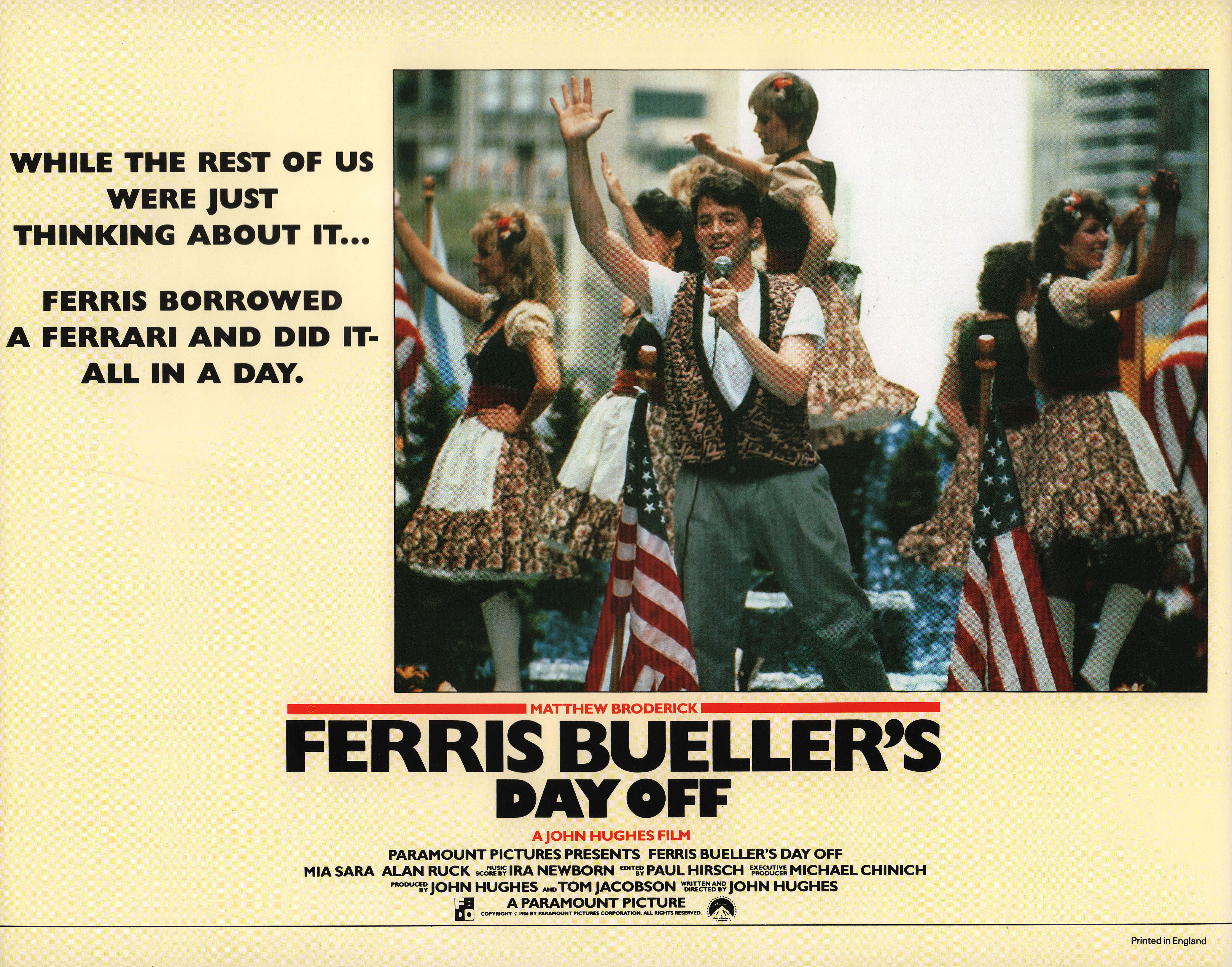 Выходной день Ферриса Бьюллера (Ferris Buellers Day Off, 1986), режиссёр Джон Хьюз, британский постер к фильму, 1986 год