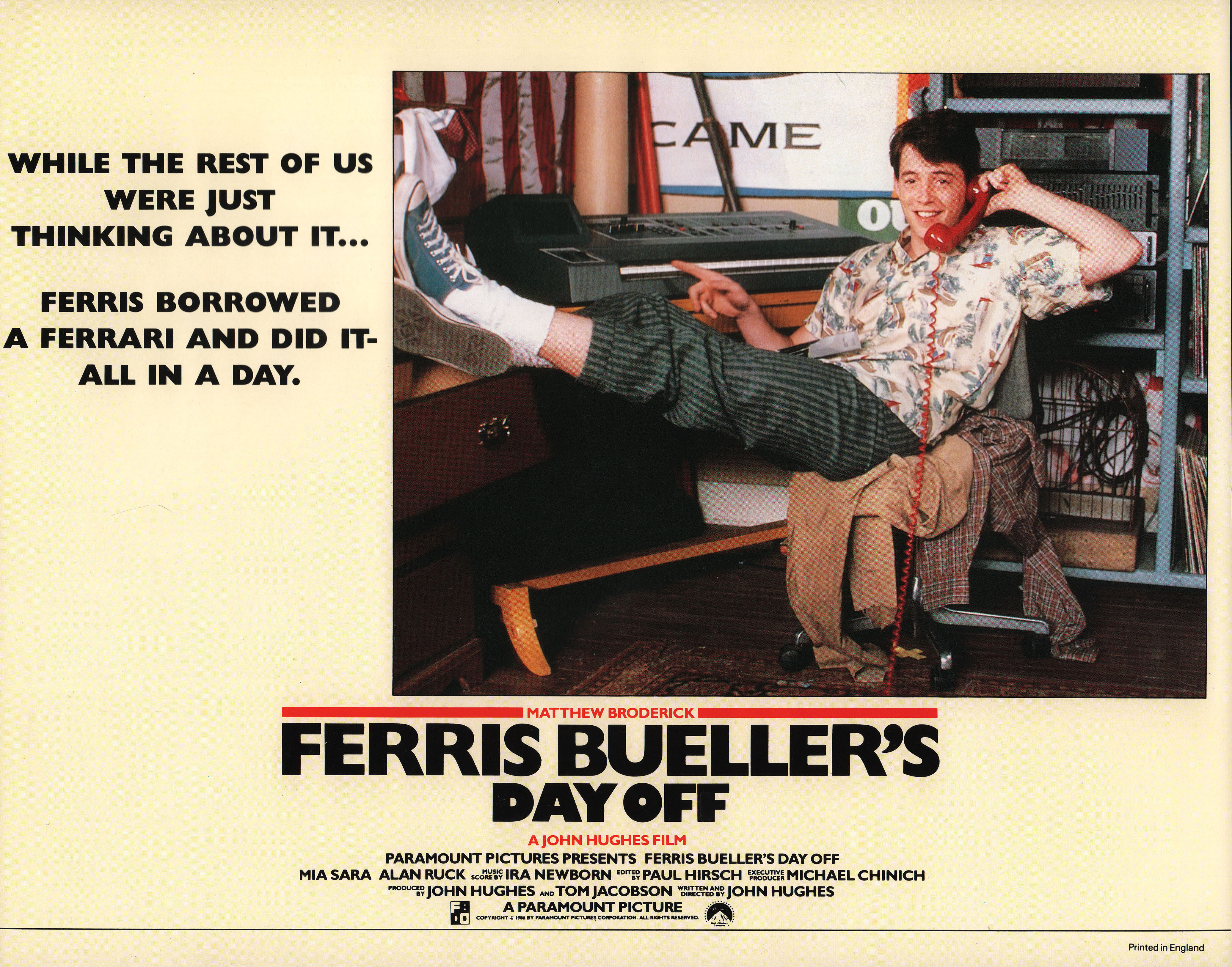 Выходной день Ферриса Бьюллера (Ferris Buellers Day Off, 1986), режиссёр Джон Хьюз, британский постер к фильму, 1986 год (2)