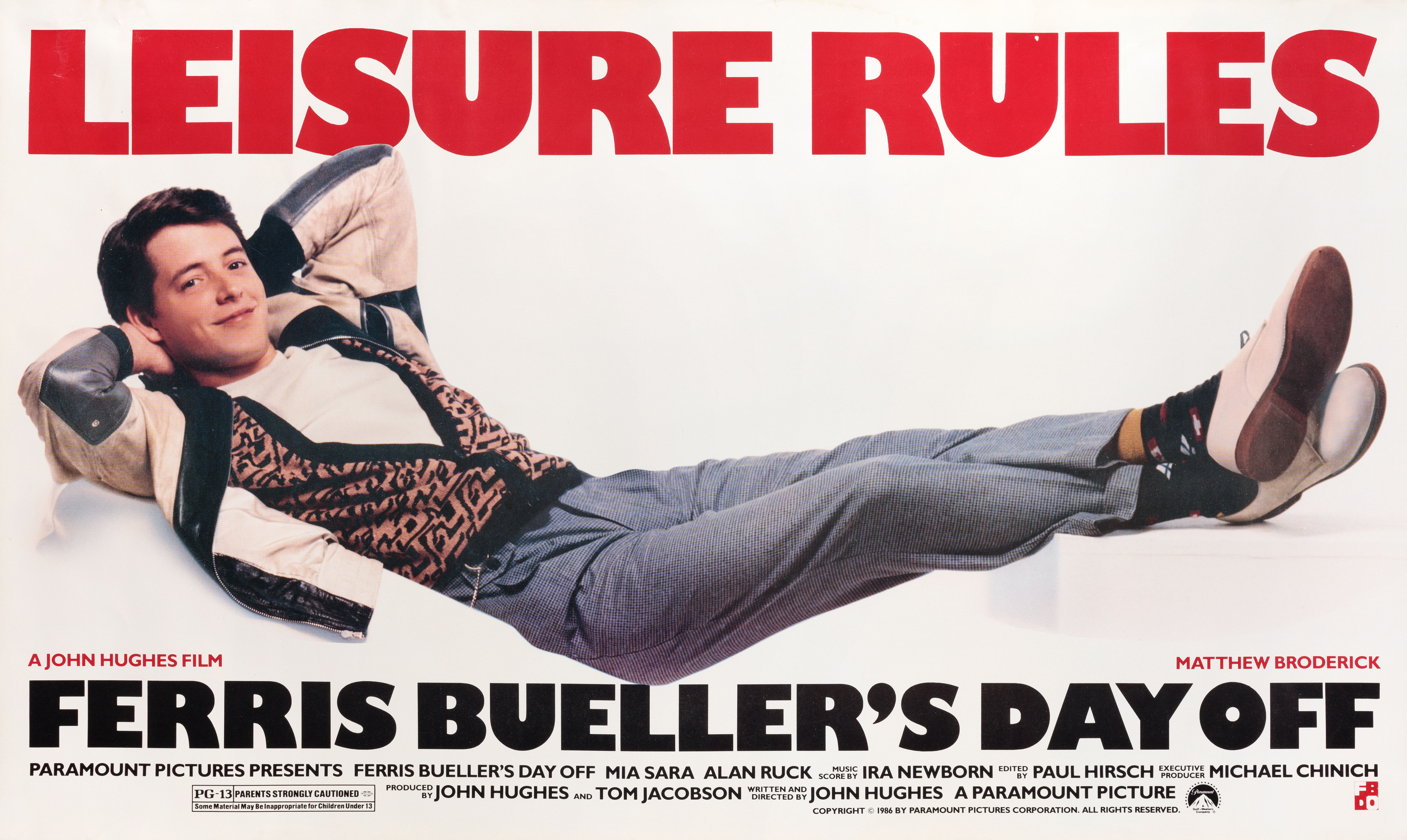 Выходной день Ферриса Бьюллера (Ferris Buellers Day Off, 1986), режиссёр Джон Хьюз, американский постер к фильму, 1986 год