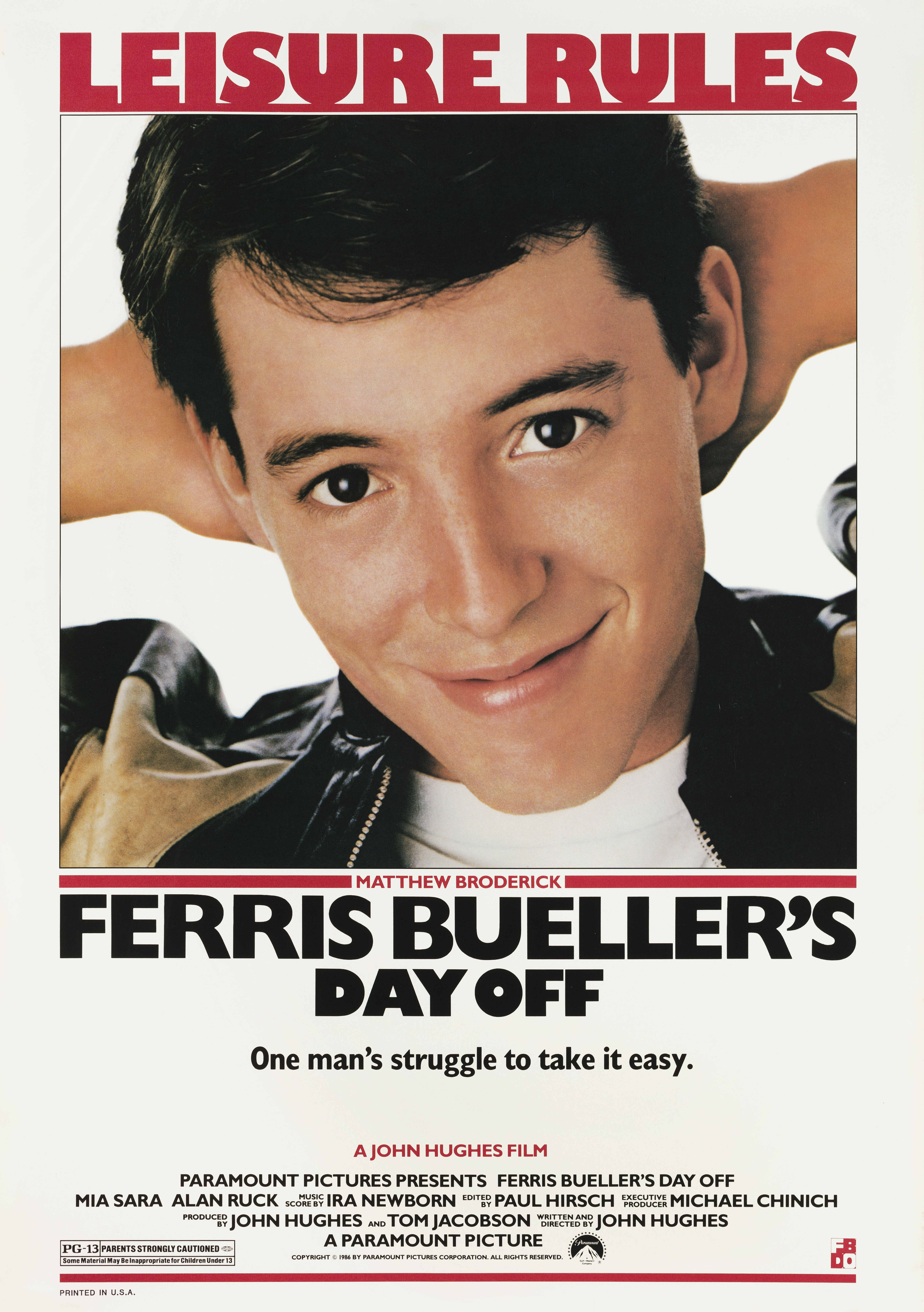 Выходной день Ферриса Бьюллера (Ferris Buellers Day Off, 1986), режиссёр Джон Хьюз, американский постер к фильму, 1986 год (1)