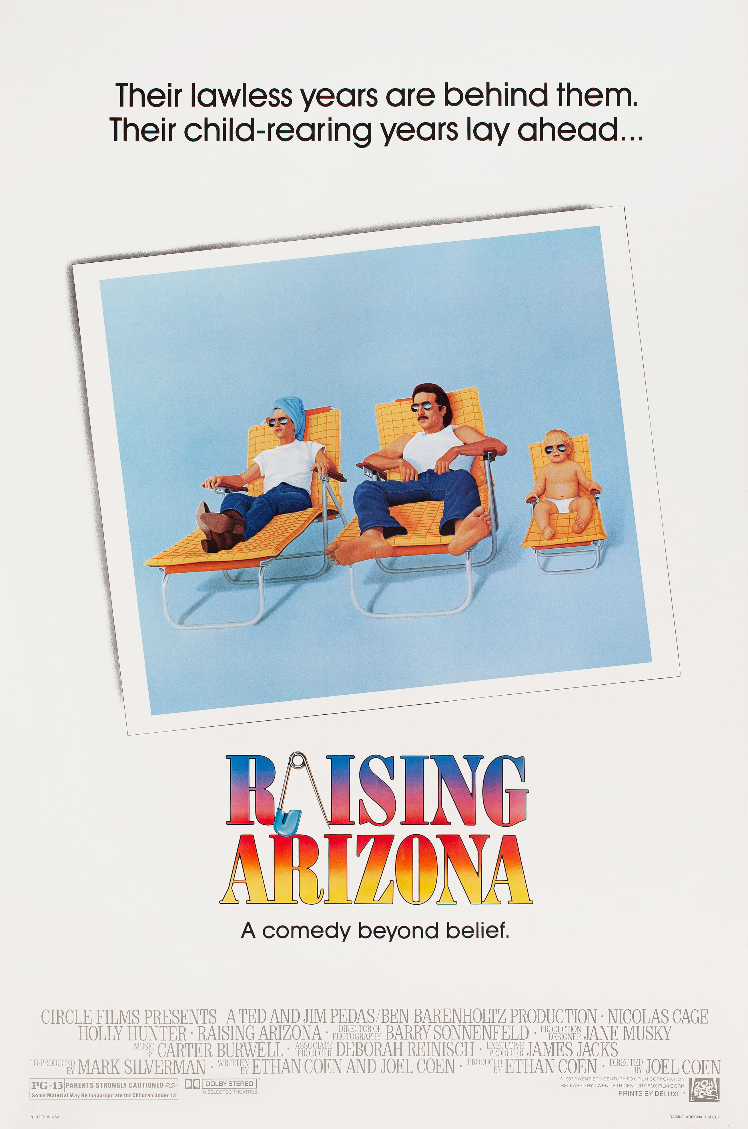 Воспитание Аризоны (Raising Arizona, 1987), режиссёр братья Коэн, американский постер к фильму, 1987 год