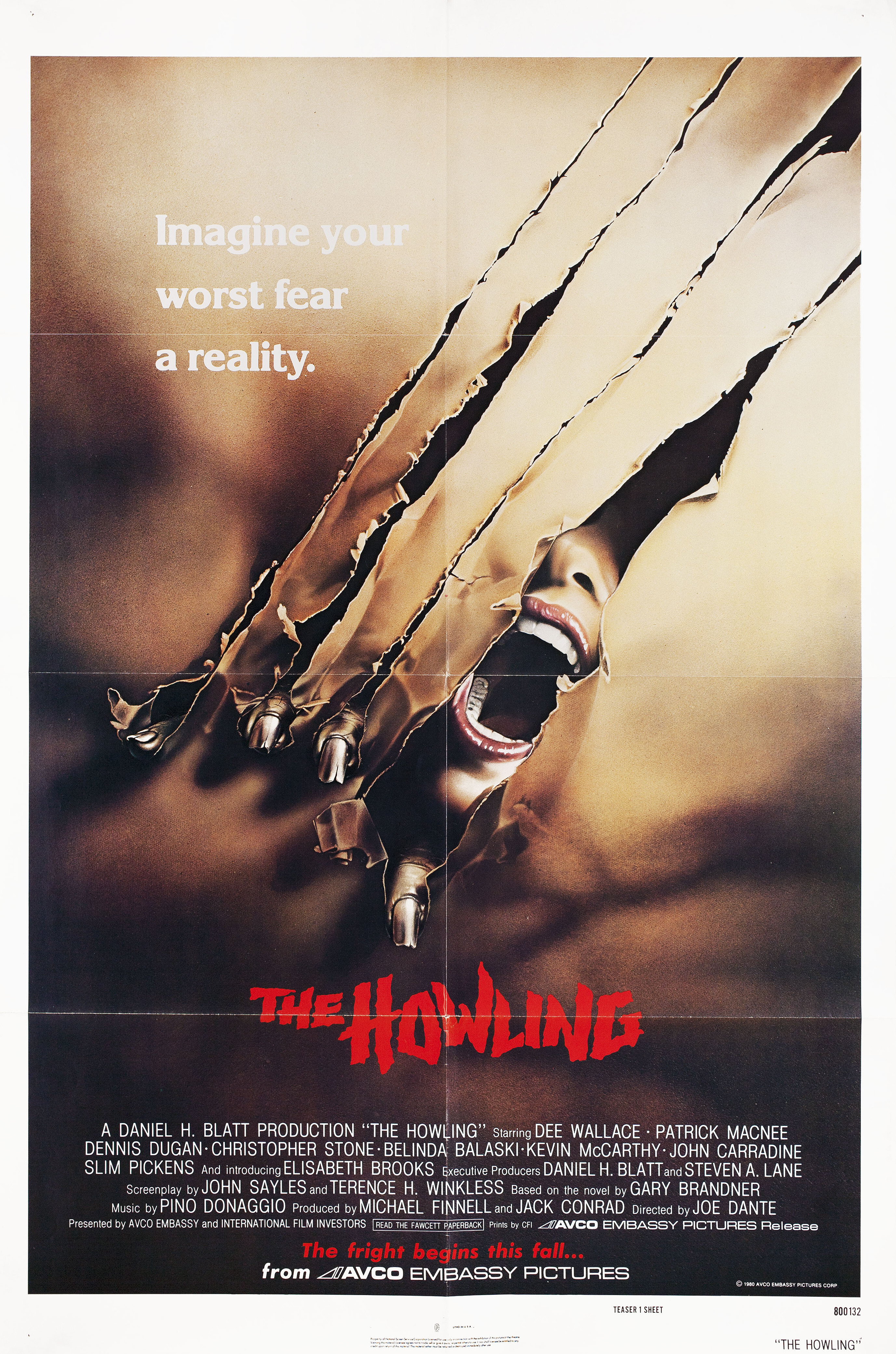 Вой (The Howling, 1981), режиссёр Джо Данте, американский постер к фильму, 1981 год
