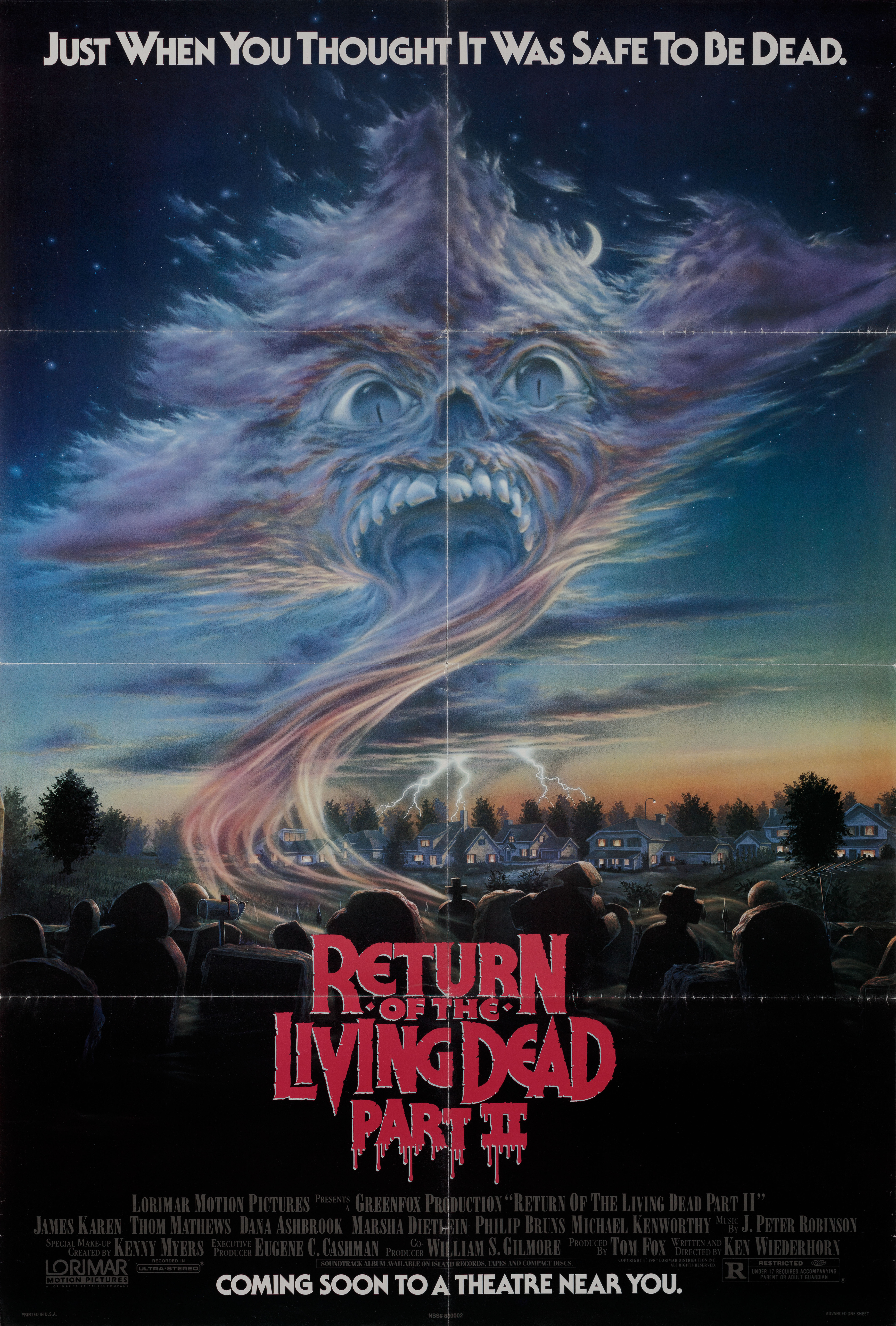 Возвращение живых мертвецов 2 (Return of the Living Dead II, 1988), режиссёр Кен Видерхорн, американский постер к фильму, 1988 год
