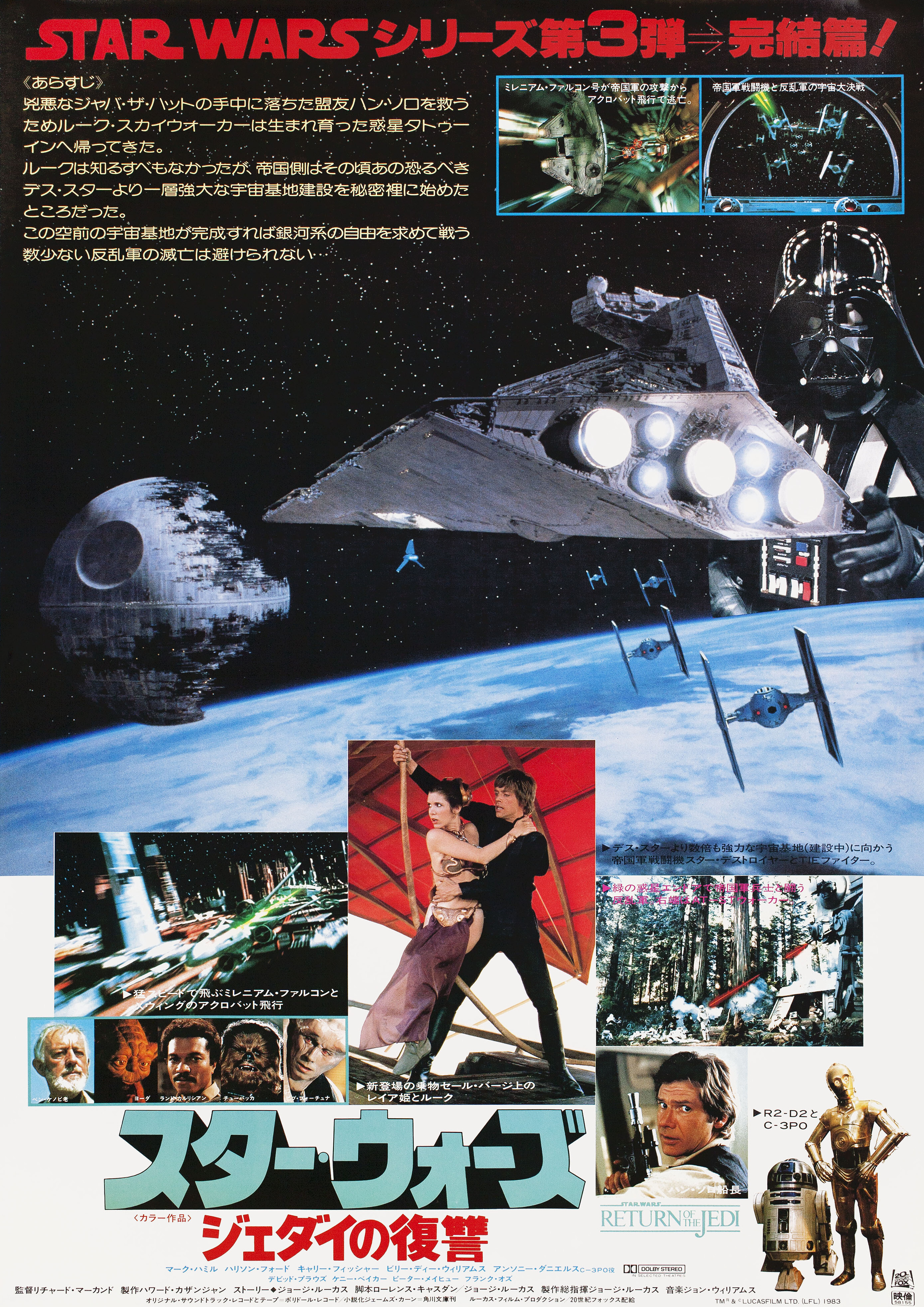 Звёздные войны: Эпизод 6 – Возвращение Джедая (Return of the Jedi, 1983), режиссёр Ричард Маркуанд, японский постер к фильму, 1983 год (3)