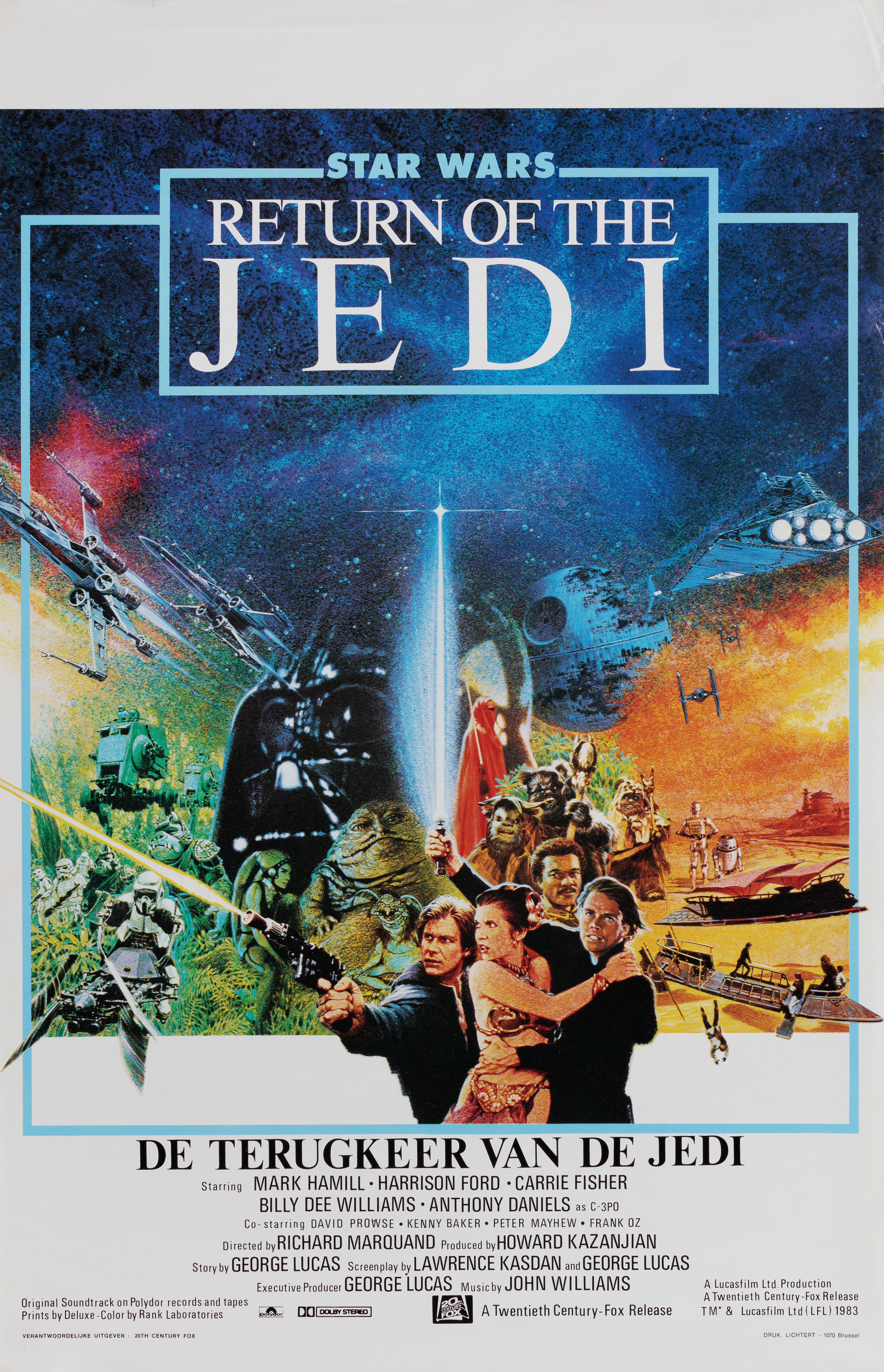 Звёздные войны: Эпизод 6 – Возвращение Джедая (Return of the Jedi, 1983), режиссёр Ричард Маркуанд, французский постер к фильму, автор Мишель Жуэн