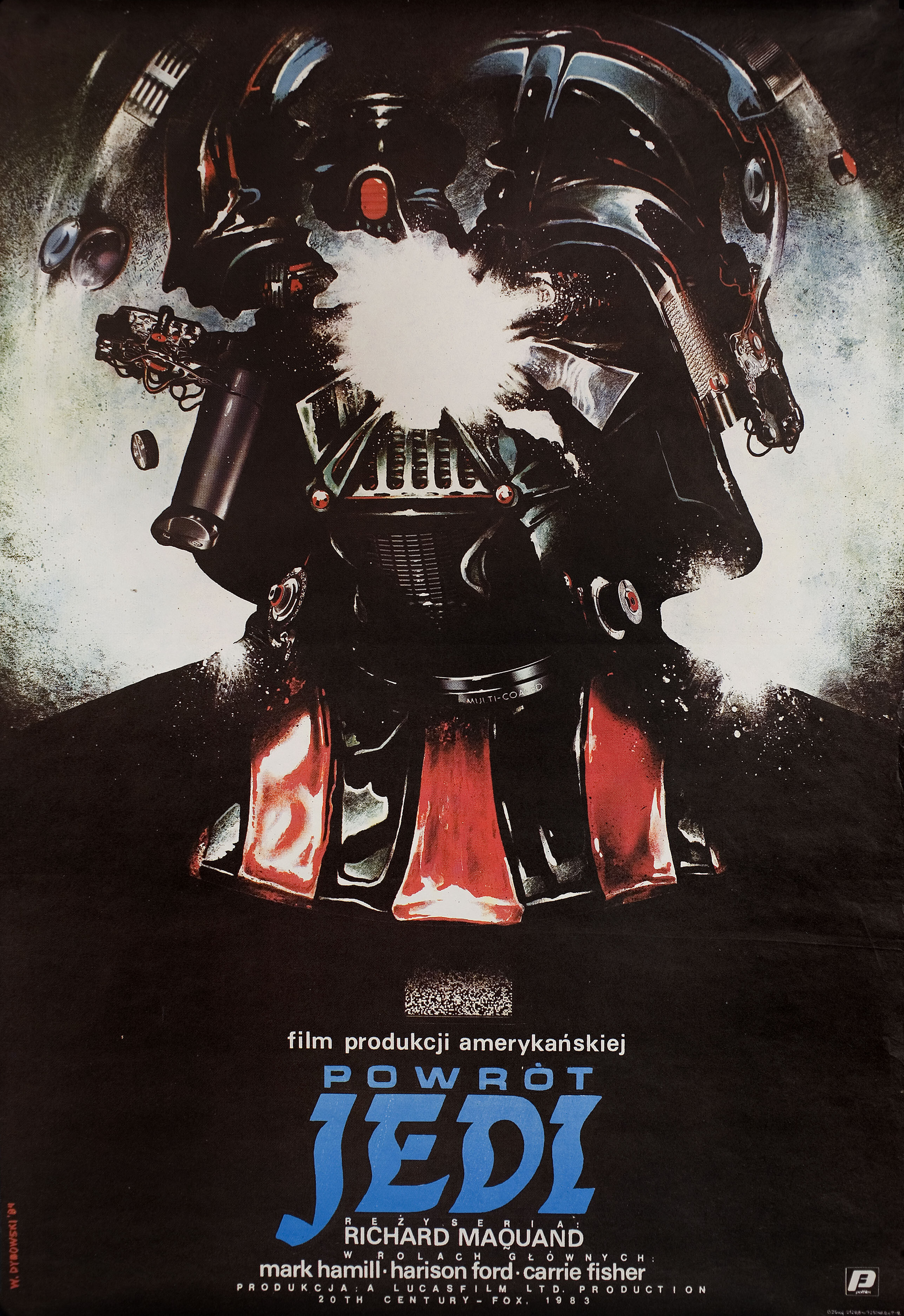 Звёздные войны: Эпизод 6 – Возвращение Джедая (Return of the Jedi, 1983), режиссёр Ричард Маркуанд, польский постер к фильму, автор Витольд Дыбовский