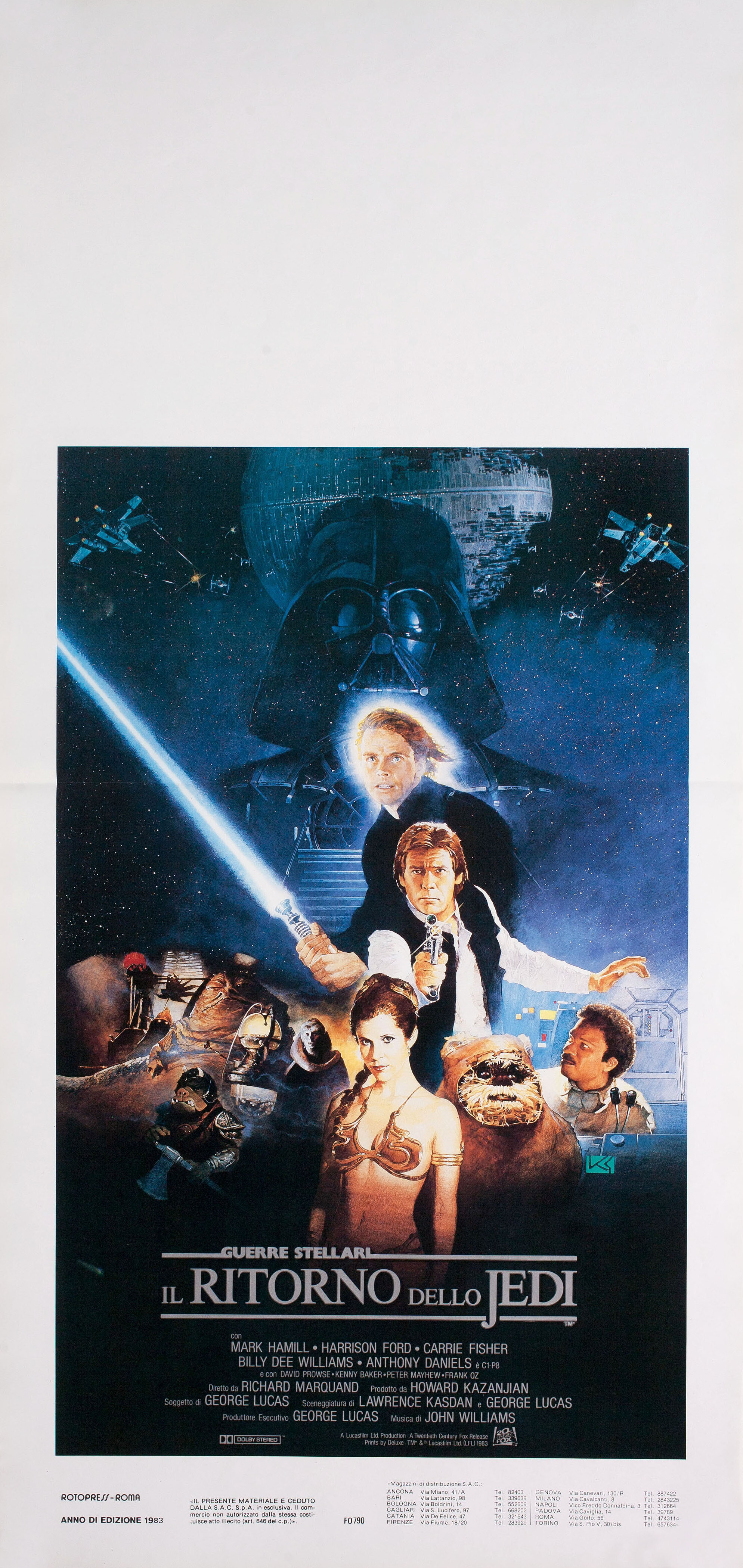 Звёздные войны: Эпизод 6 – Возвращение Джедая (Return of the Jedi, 1983), режиссёр Ричард Маркуанд, итальянский постер к фильму, 1983 год