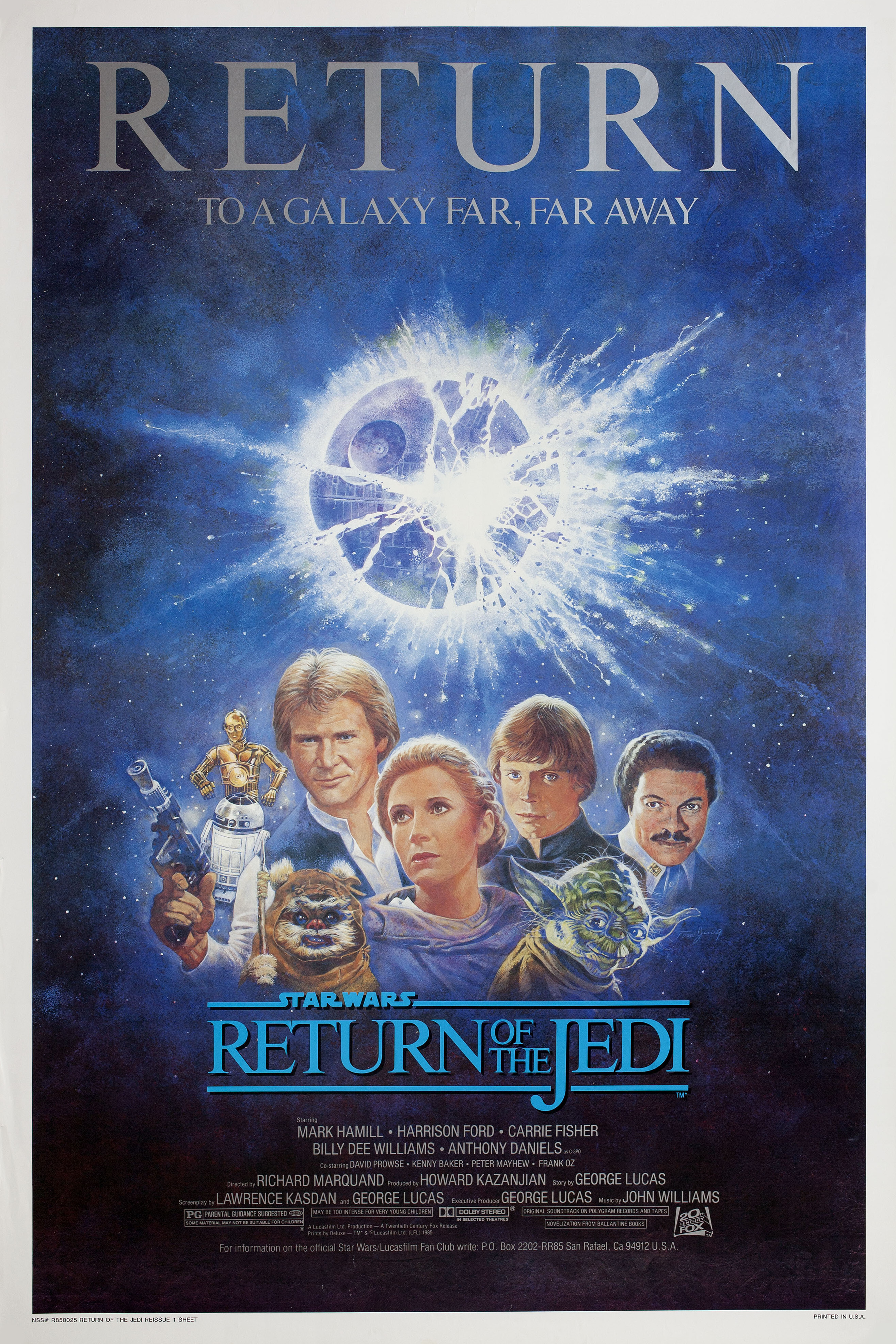 Звёздные войны: Эпизод 6 – Возвращение Джедая (Return of the Jedi, 1983), режиссёр Ричард Маркуанд, американский постер к фильму, автор Том Юнг, 1985 год