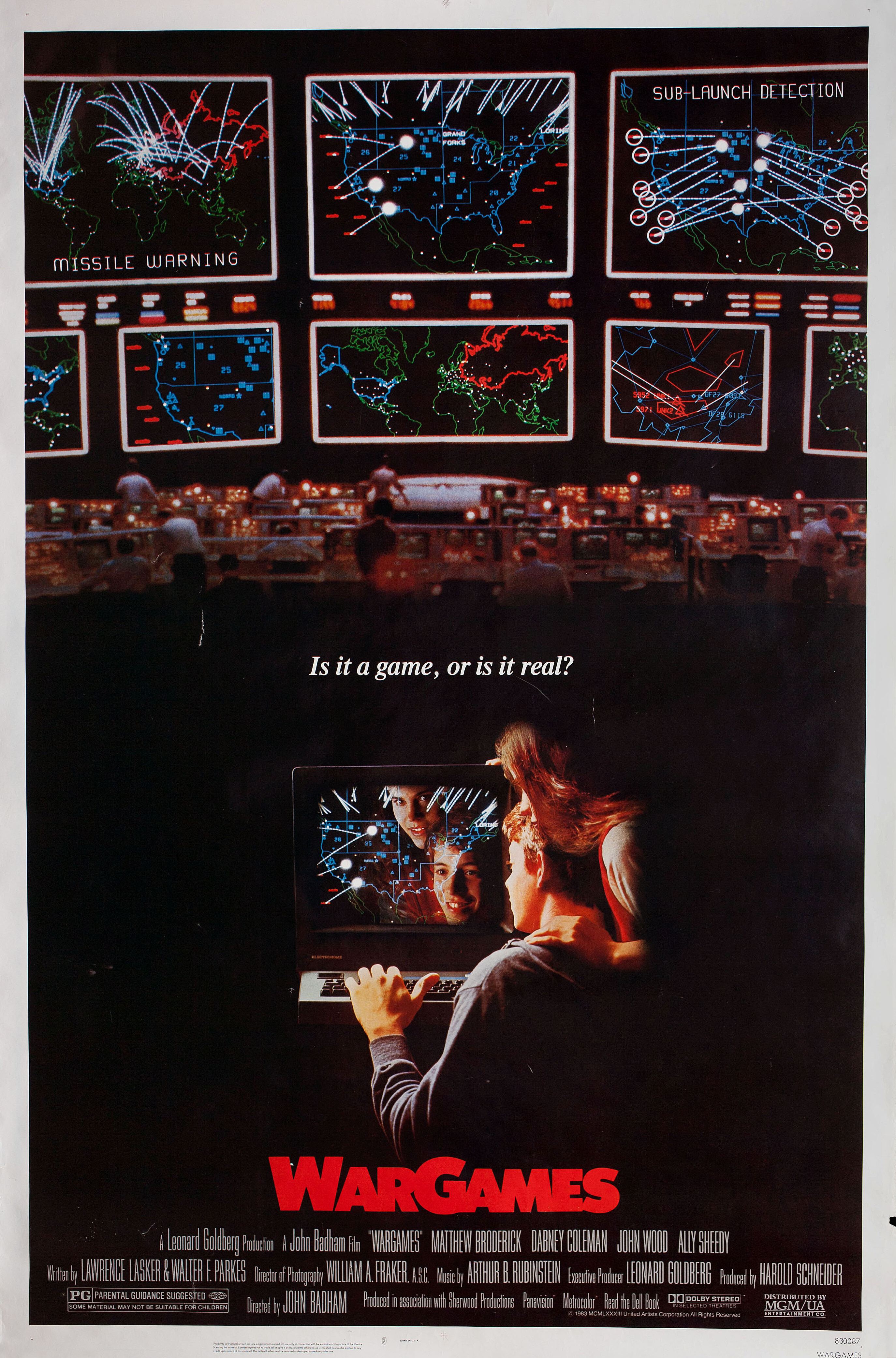 Военные игры (War Games, 1983), режиссёр Джон Бэдэм, американский постер к фильму, 1983 год