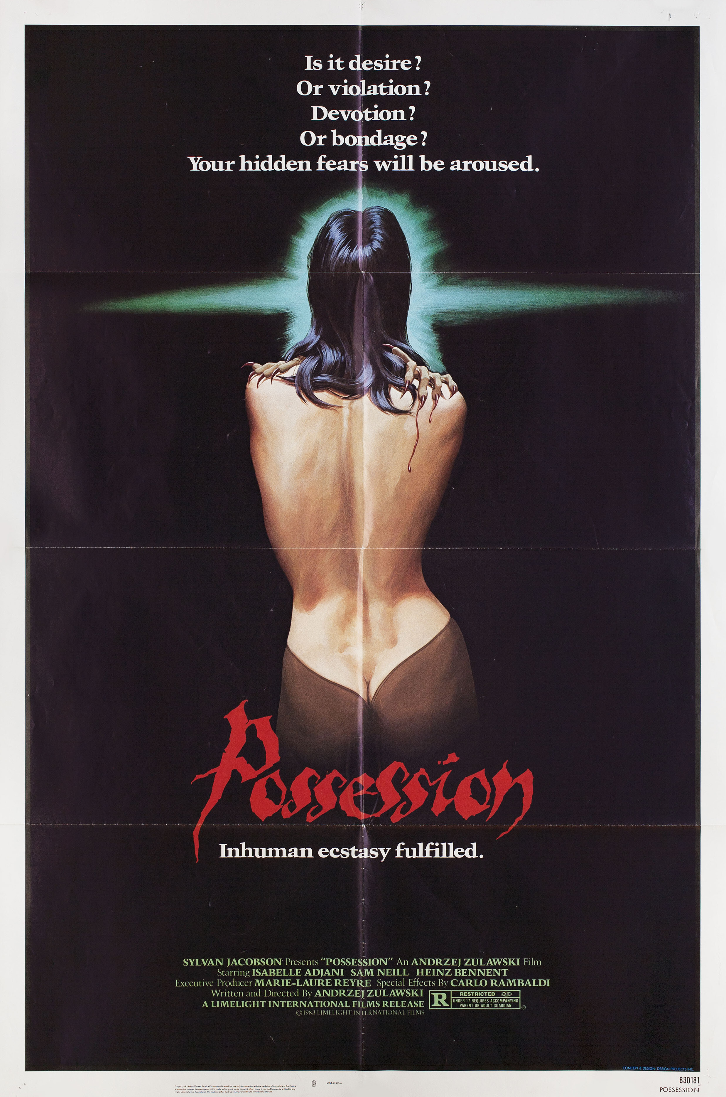 Одержимая (Possession, 1981), режиссёр Анджей Жулавский, американский постер к фильму