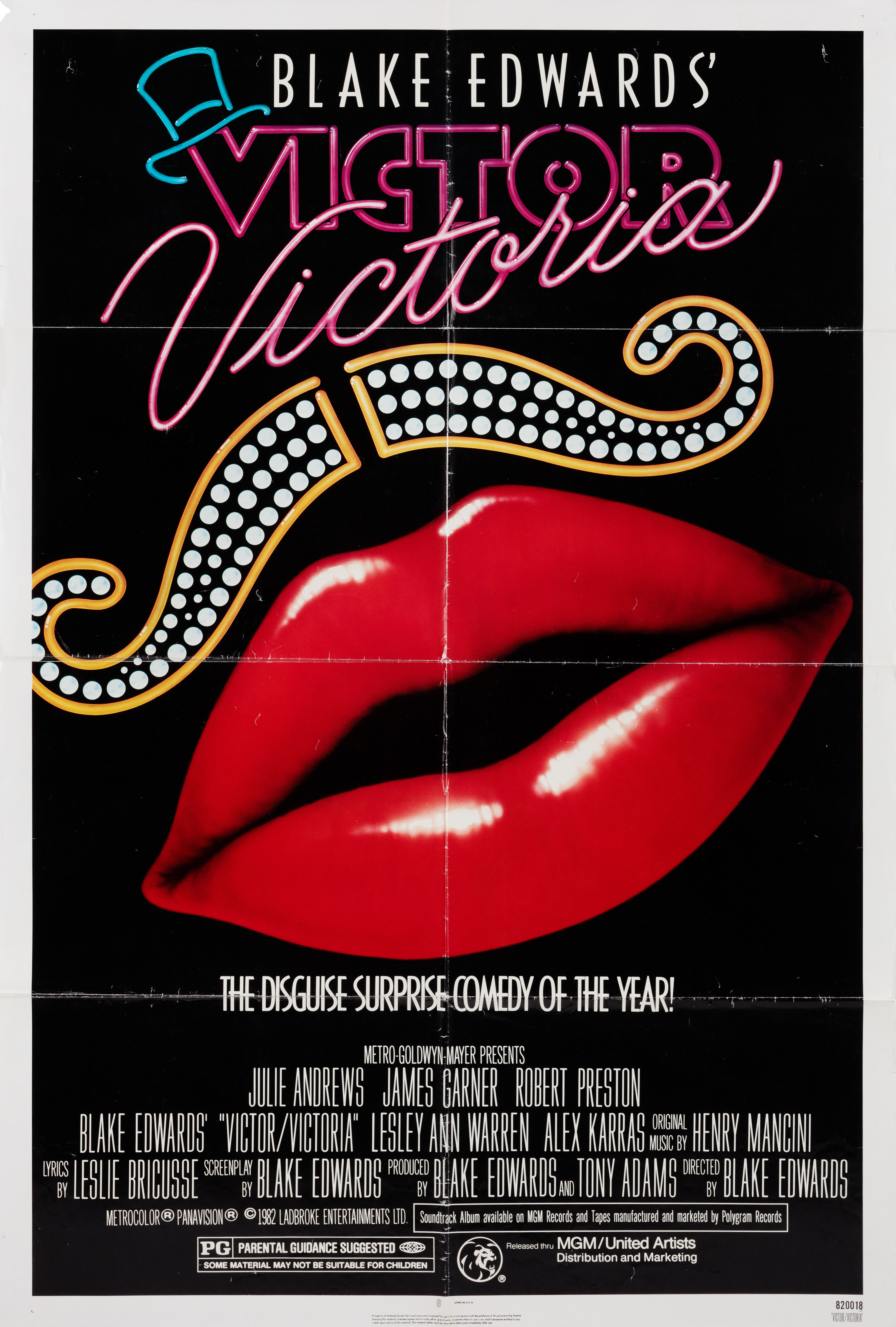 Виктор/Виктория (Victor Victoria, 1982), режиссёр Блейк Эдвардс, американский постер к фильму, автор Джон Элвин, 1982 год