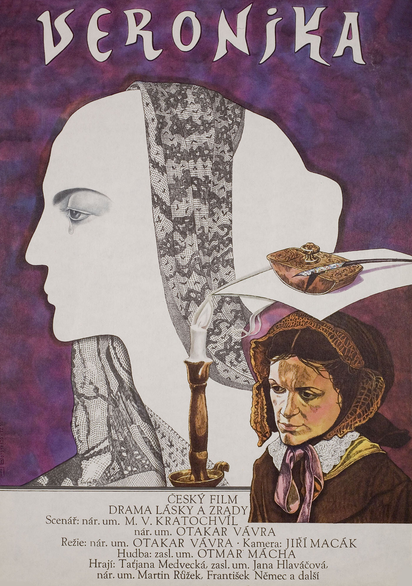 Вероника (Veronika, 1985), режиссёр Отакар Вавра, чехословацкий постер к фильму, автор Ян Вебер, 1985 год