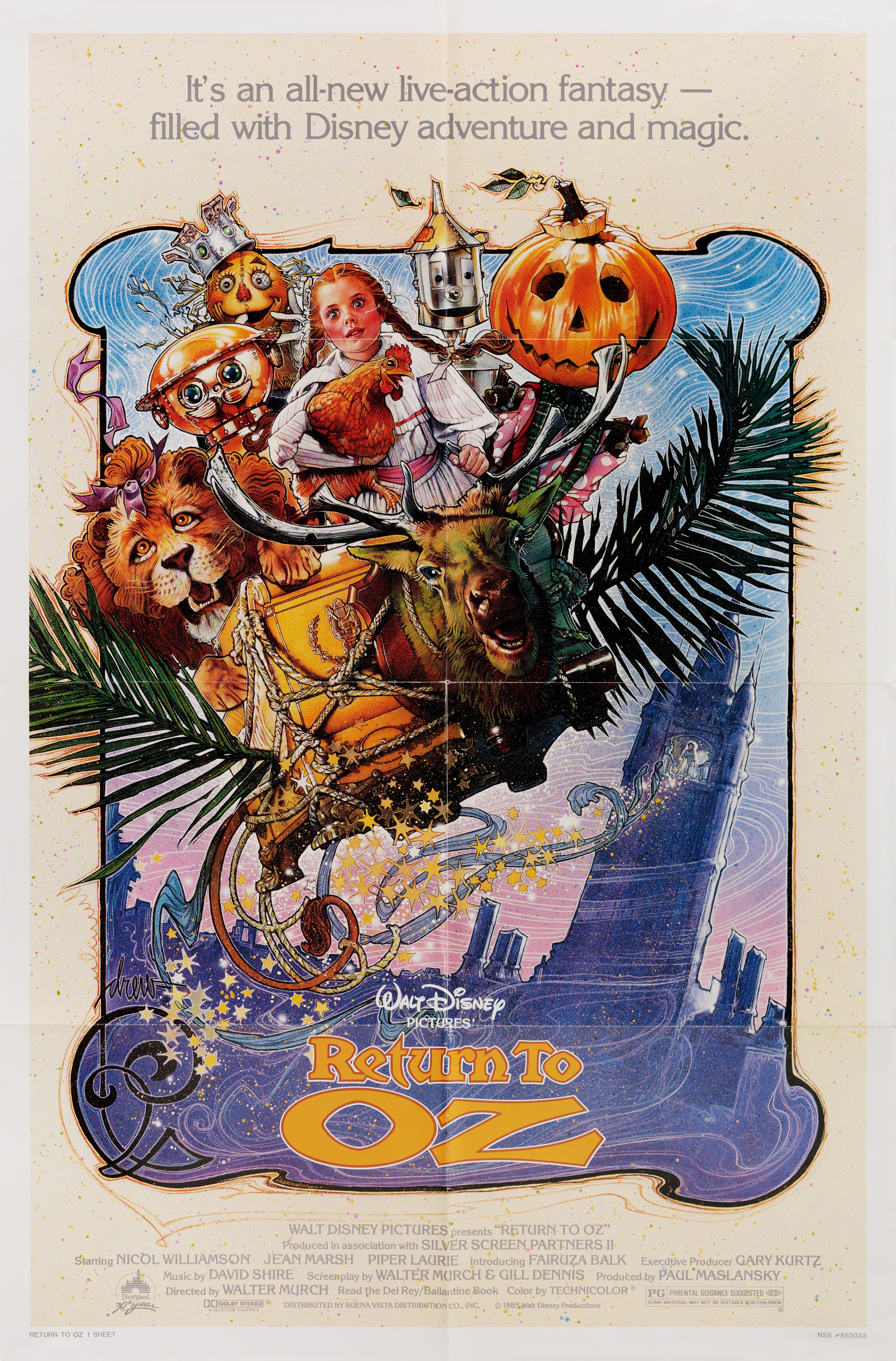Возвращение в страну Оз (Return to Oz, 1985), режиссёр Уолтер Мёрч, американский постер к фильму, автор Дрю Струзан, 1985 год