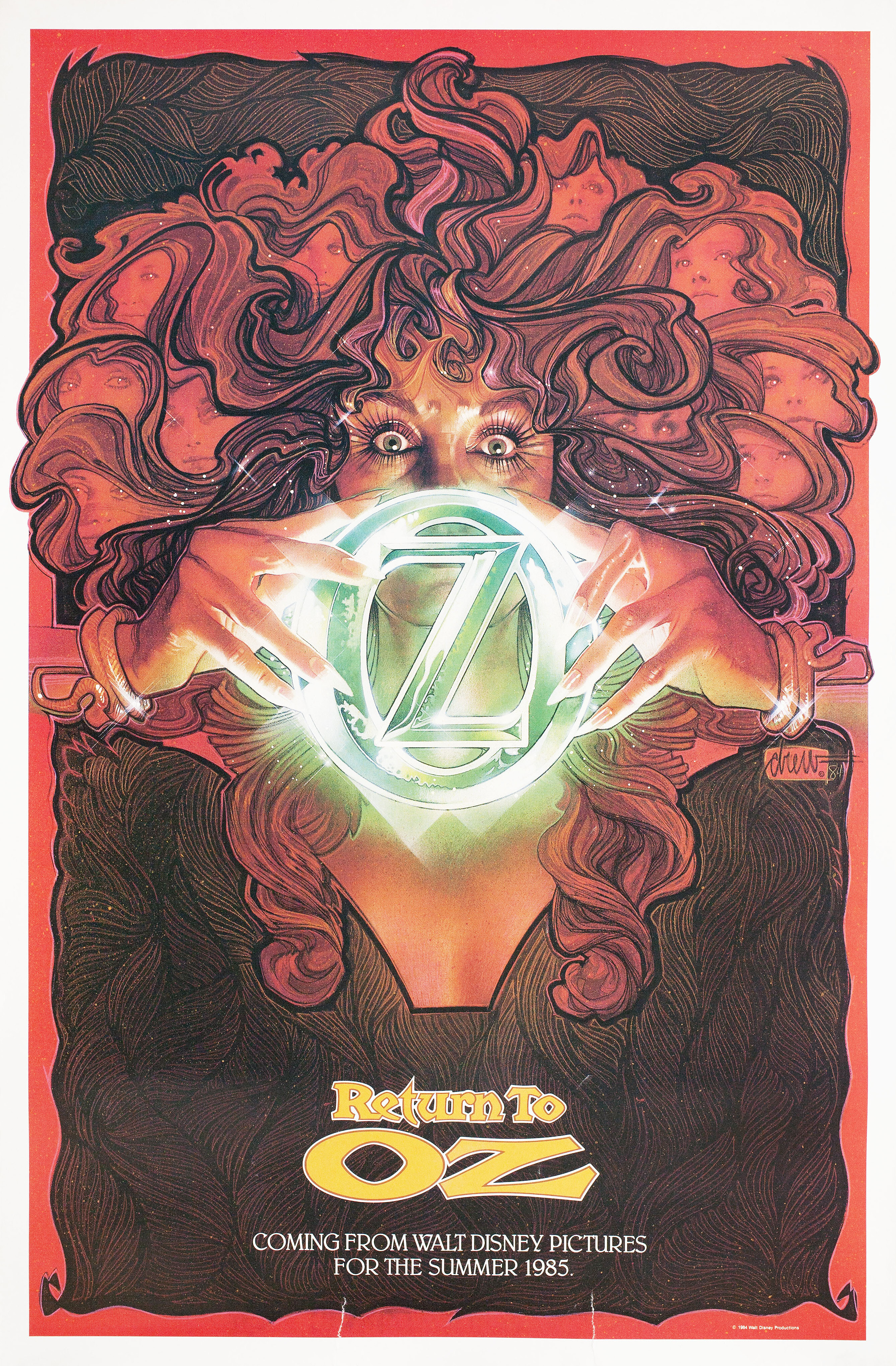 Возвращение в страну Оз (Return to Oz, 1985), режиссёр Уолтер Мёрч, американский постер к фильму, автор Дрю Струзан, 1985 год (1)
