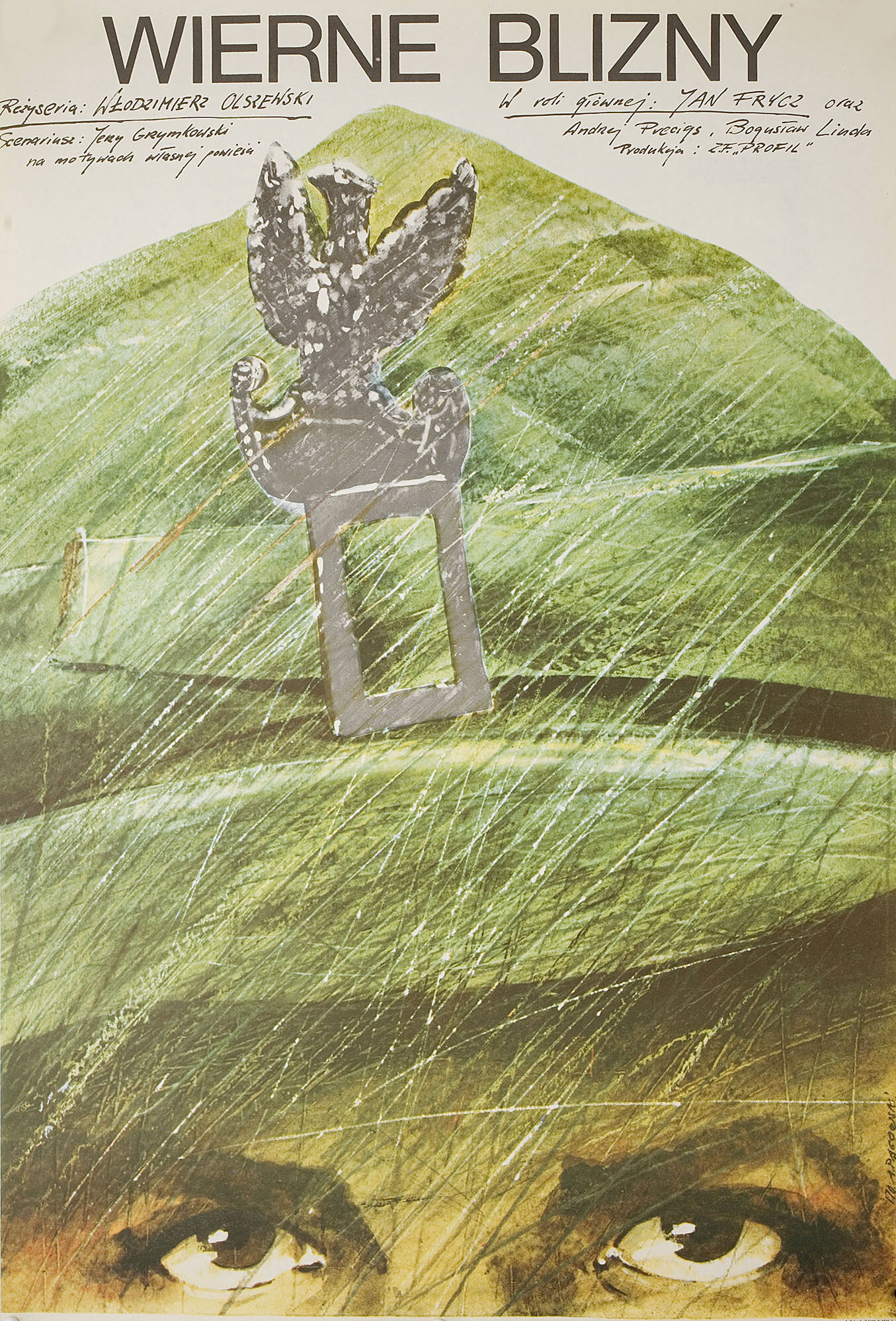 Подлинные шрамы (Wierne blizny, 1982), режиссёр Влодзимеж Ольшевский, польский постер к фильму, автор Анджей Паговский, 1982 год