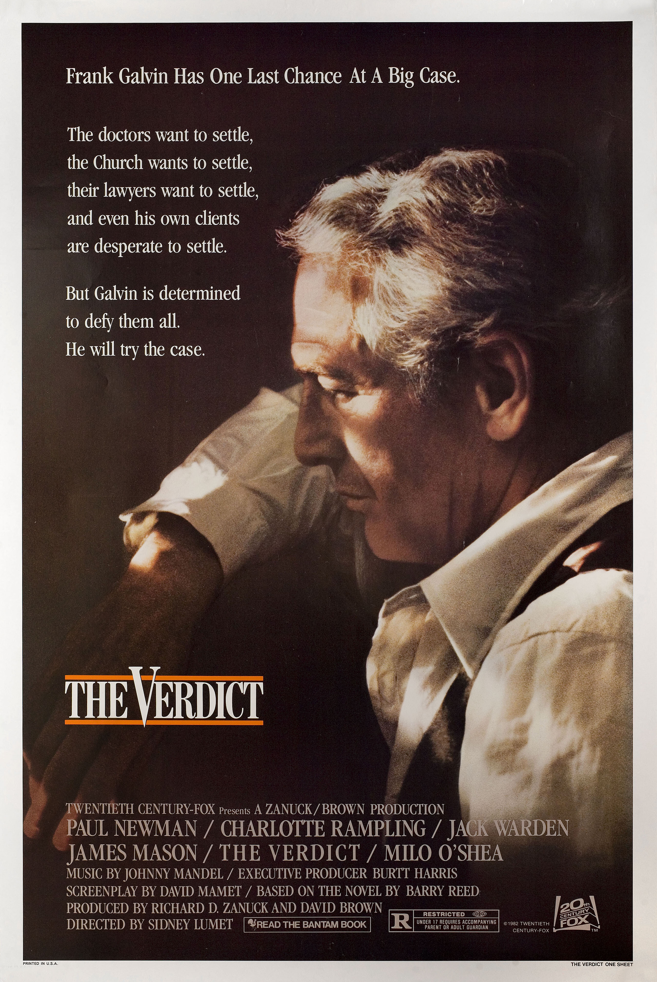 Вердикт (The Verdict, 1982), режиссёр Сидни Люмет, американский постер к фильму, 1982 год