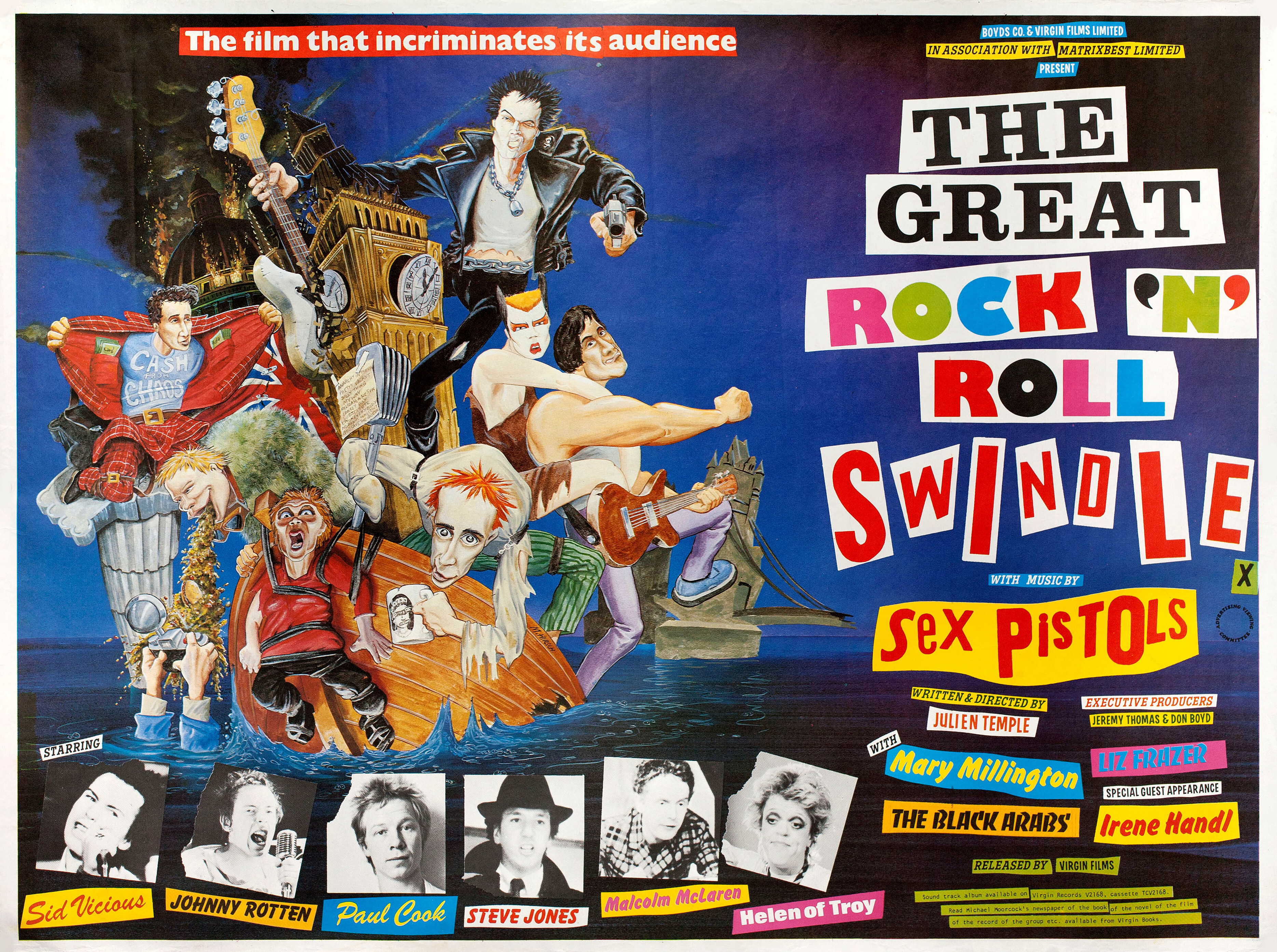 Большое надувательство Рок-н-ролла (The Great Rock n Roll Swindle, 1980), режиссёр Джульен Темпл, британский постер к фильму, автор М. Хирш, 1980 год