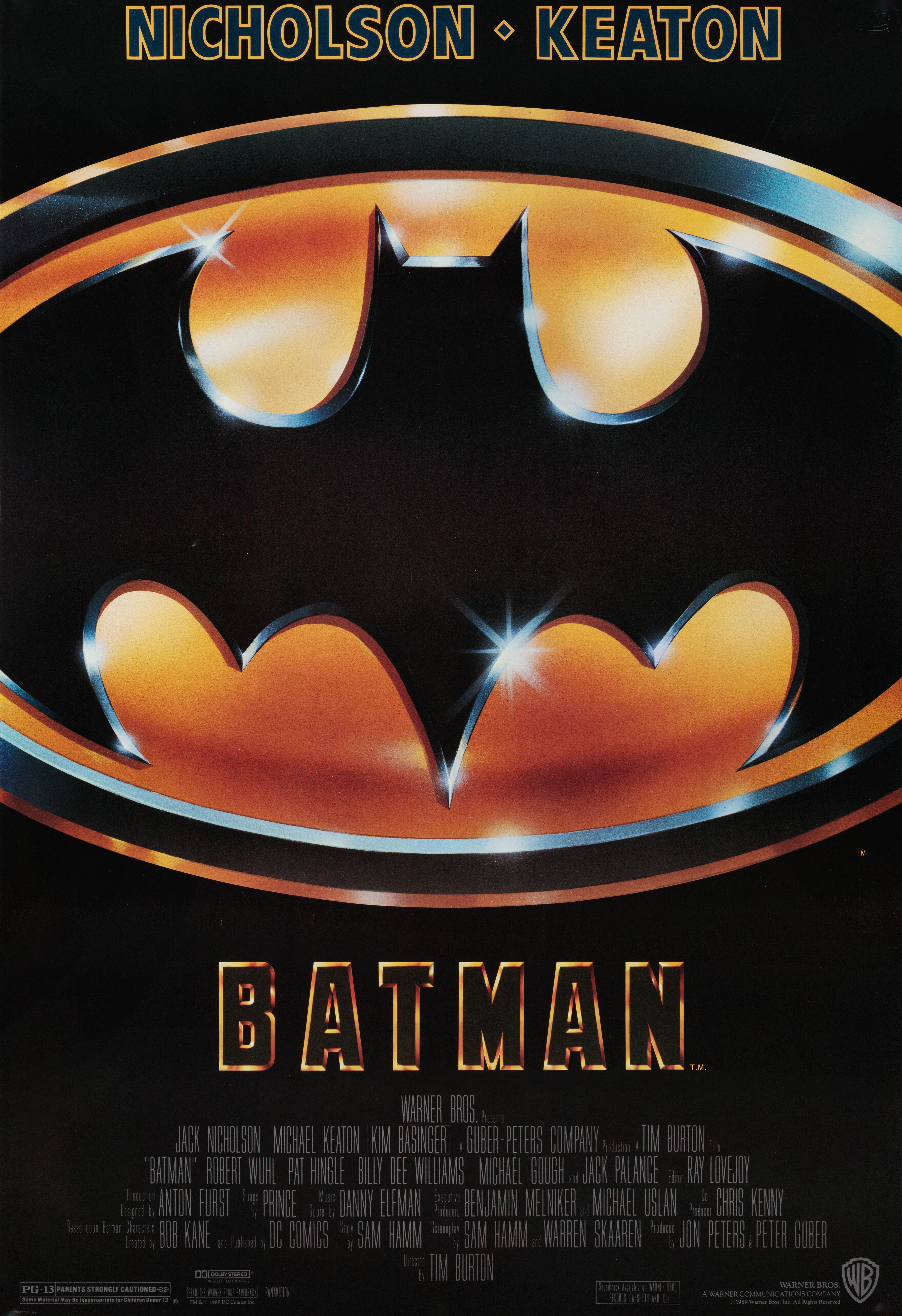 Бэтмен (Batman, 1989), режиссёр Тим Бёртон, американский постер к фильму, 1989 год