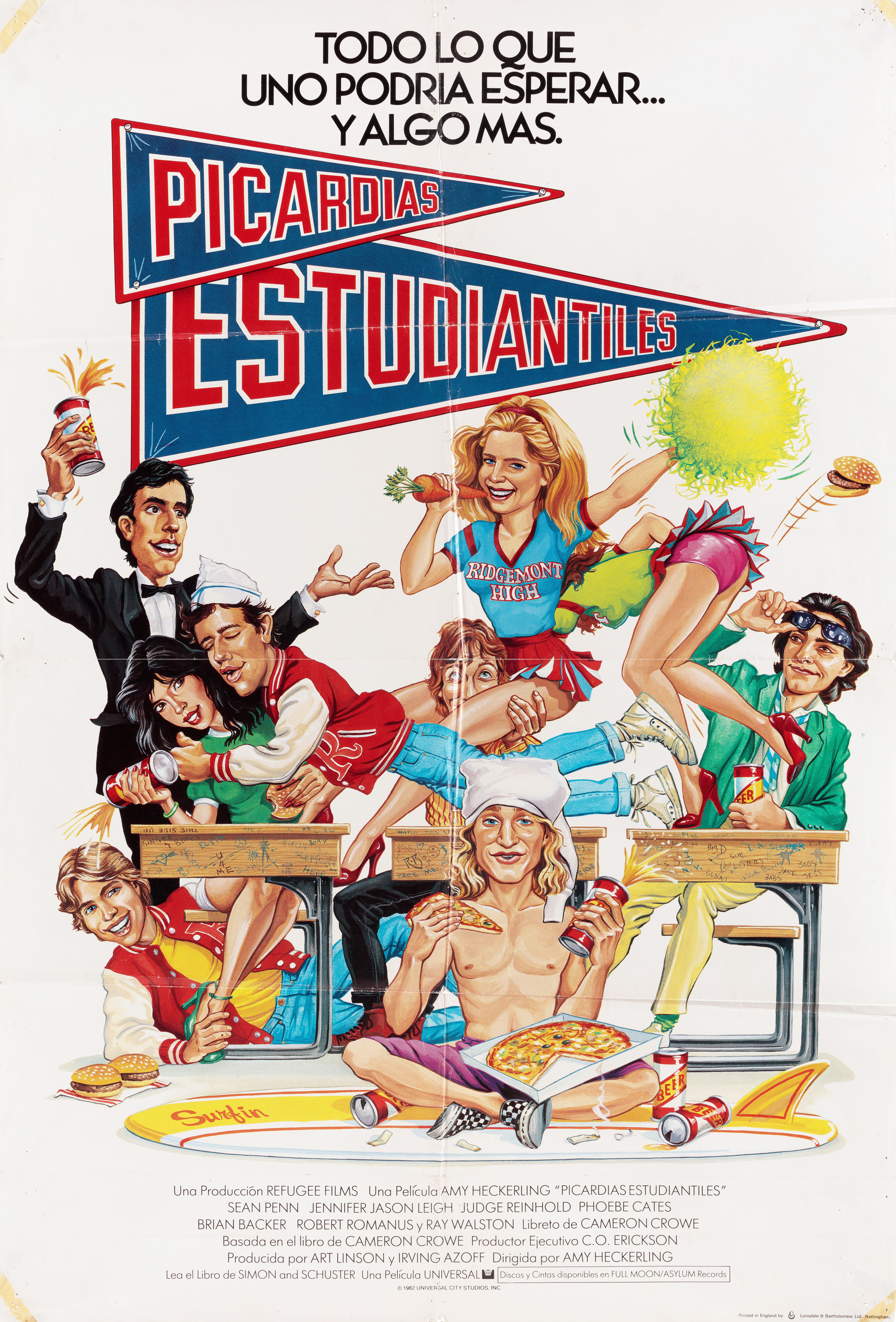 Беспечные времена в «Риджмонт Хай» (Fast Times at Ridgemont High, 1982), режиссёр Эми Хекерлинг, британский постер к фильму, 1982 год