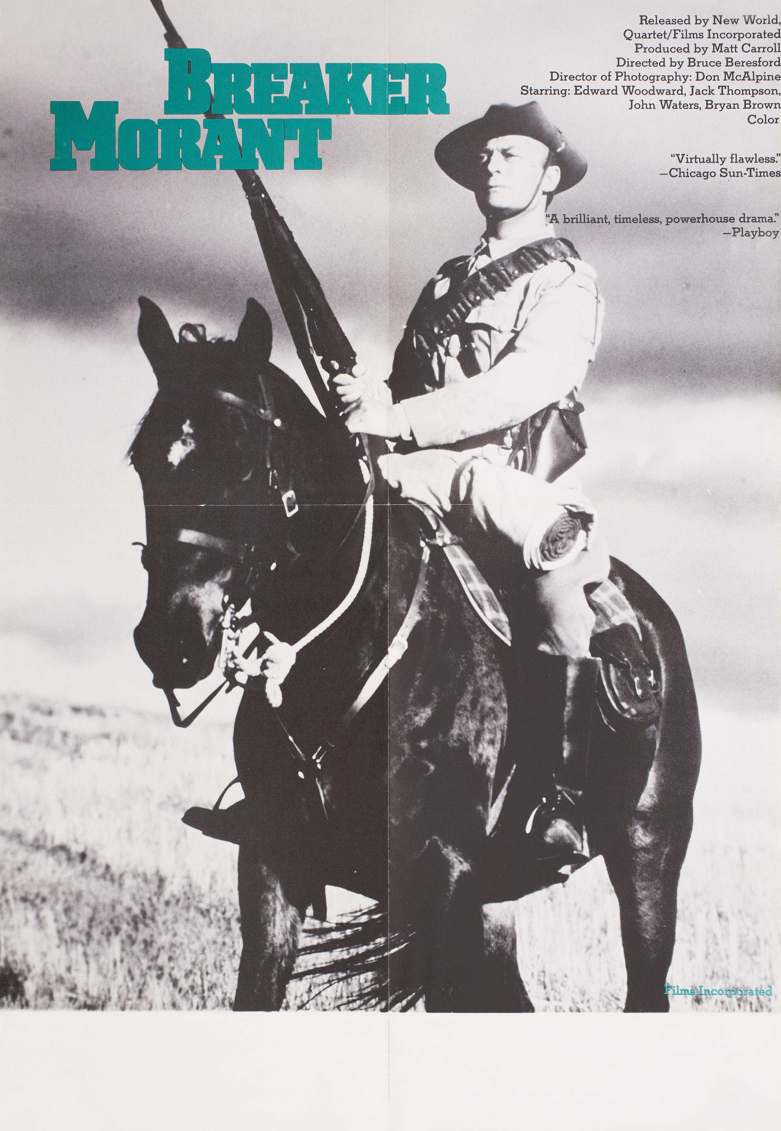 Правонарушитель Морант (Breaker Morant, 1980), режиссёр Брюс Бересфорд, американский постер к фильму, 1980 год