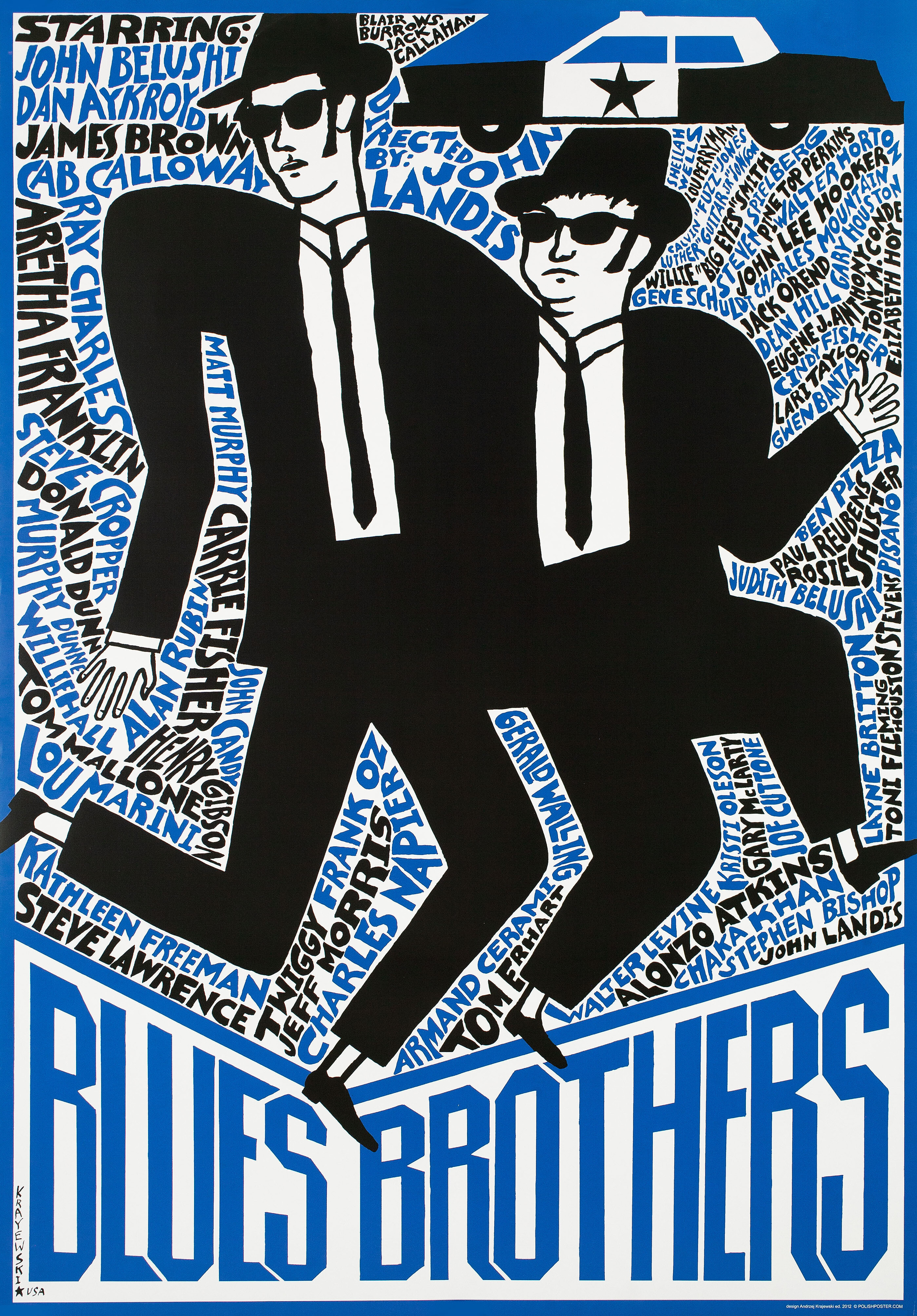 Братья Блюз (The Blues Brothers, 1980), режиссёр Джон Лэндис, польский постер к фильму, автор Анджей Краевский, 2012 год