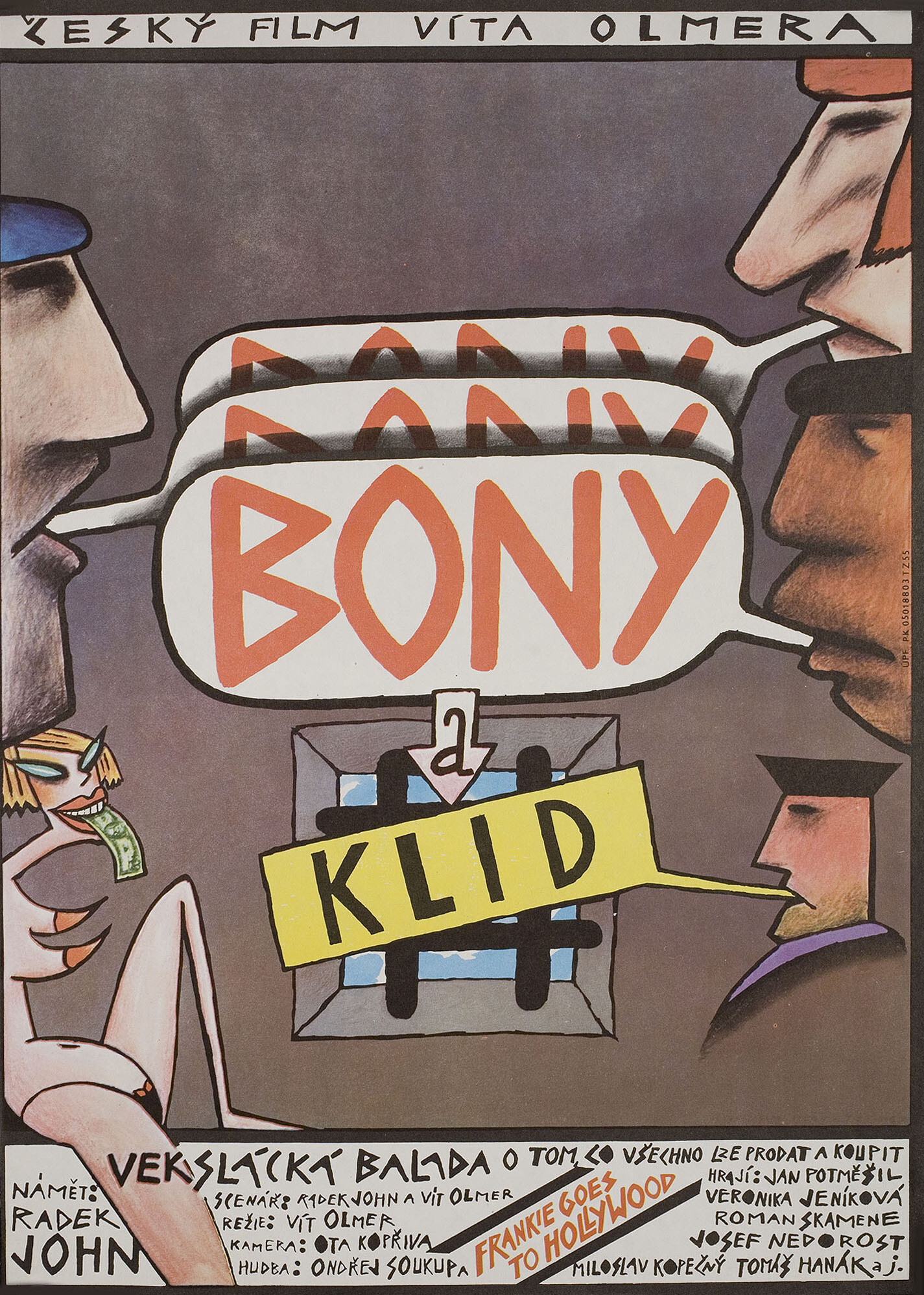 Боны и покой (Bony a klid, 1988), режиссёр Вит Ольмер, чехословацкий постер к фильму, автор Вратислав Главатый, 1988 год