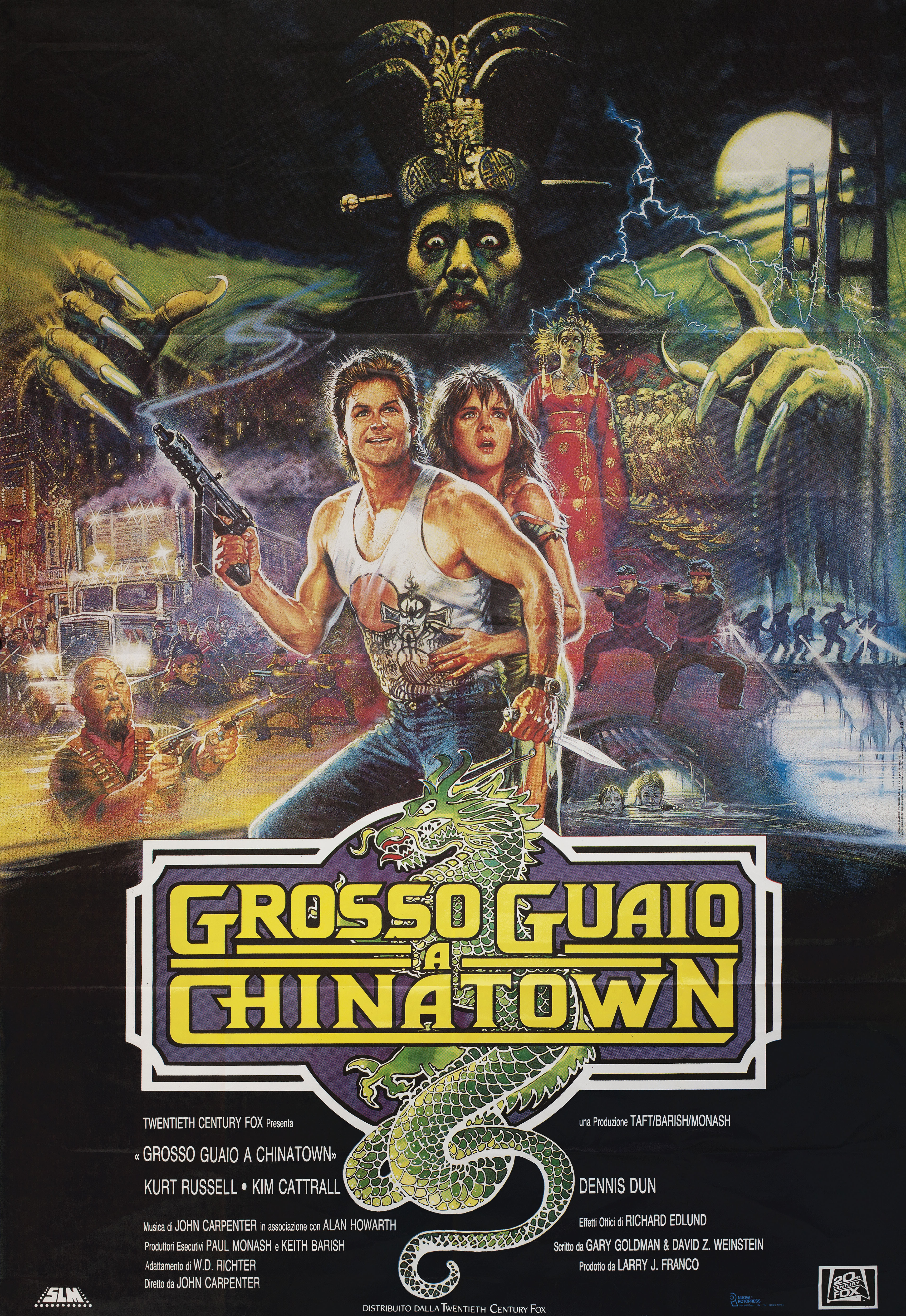 Большой переполох в маленьком Китае (Big Trouble in Little China, 1986), режиссёр Джон Карпентер, итальянский постер к фильму, автор Брайан Байсоут, 1986 год (1)