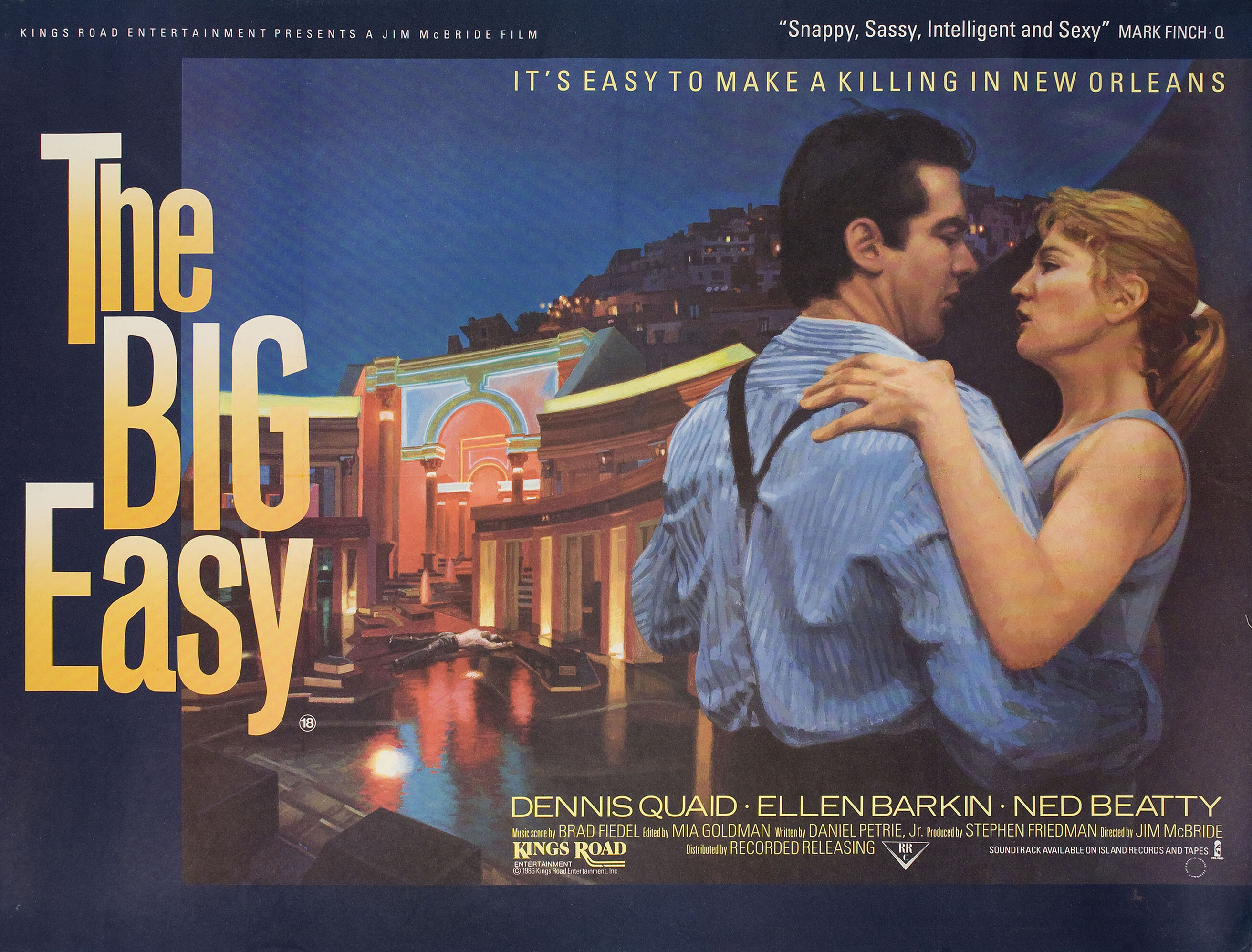 Большой кайф (The Big Easy, 1986), режиссёр Джим МакБрайд, британский постер к фильму, 1987 год