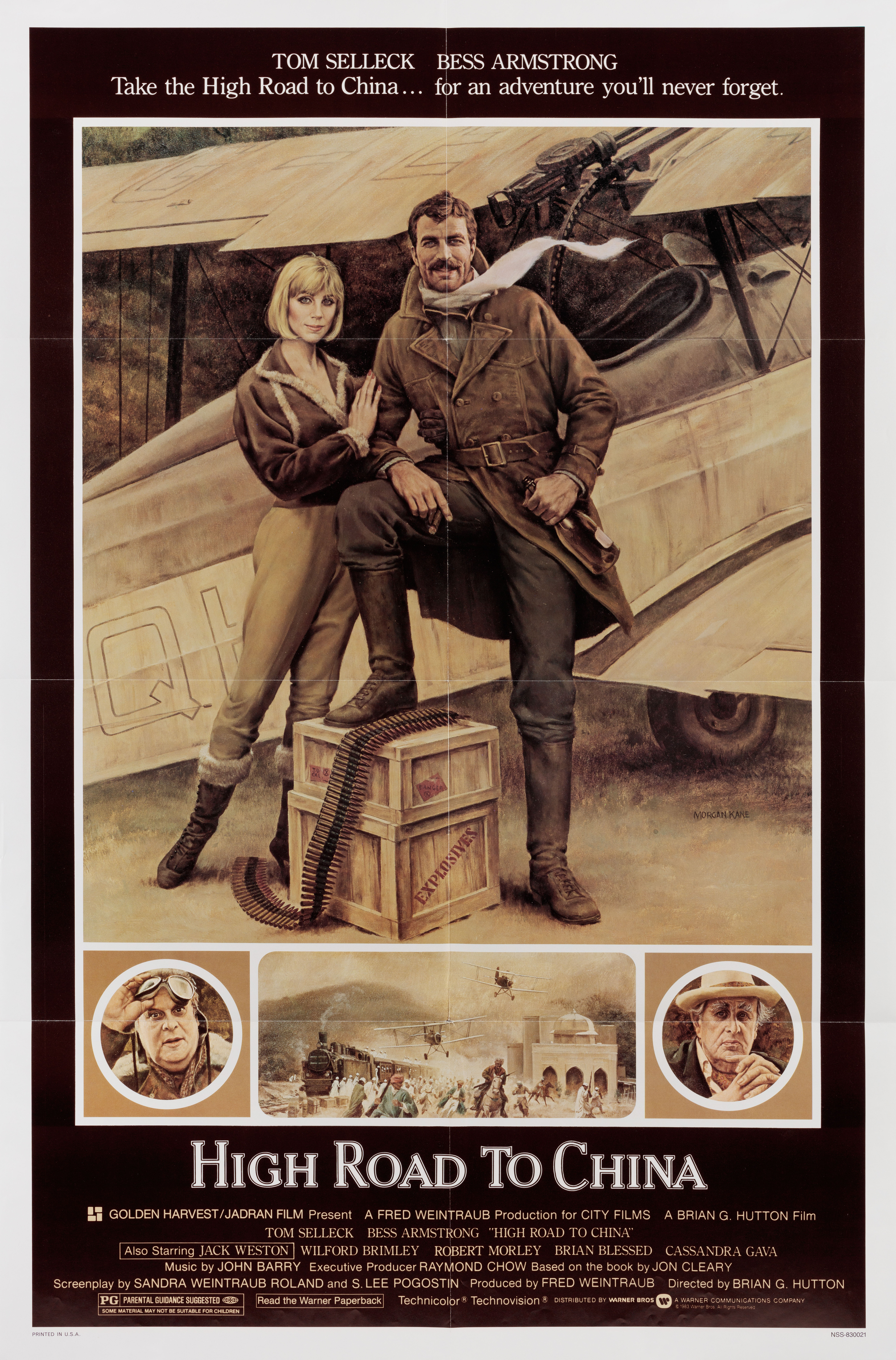 Воздушная дорога в Китай (High Road to China, 1983), режиссёр Брайан Дж. Хаттон, американский постер к фильму, автор Морган Кейн, 1983 год