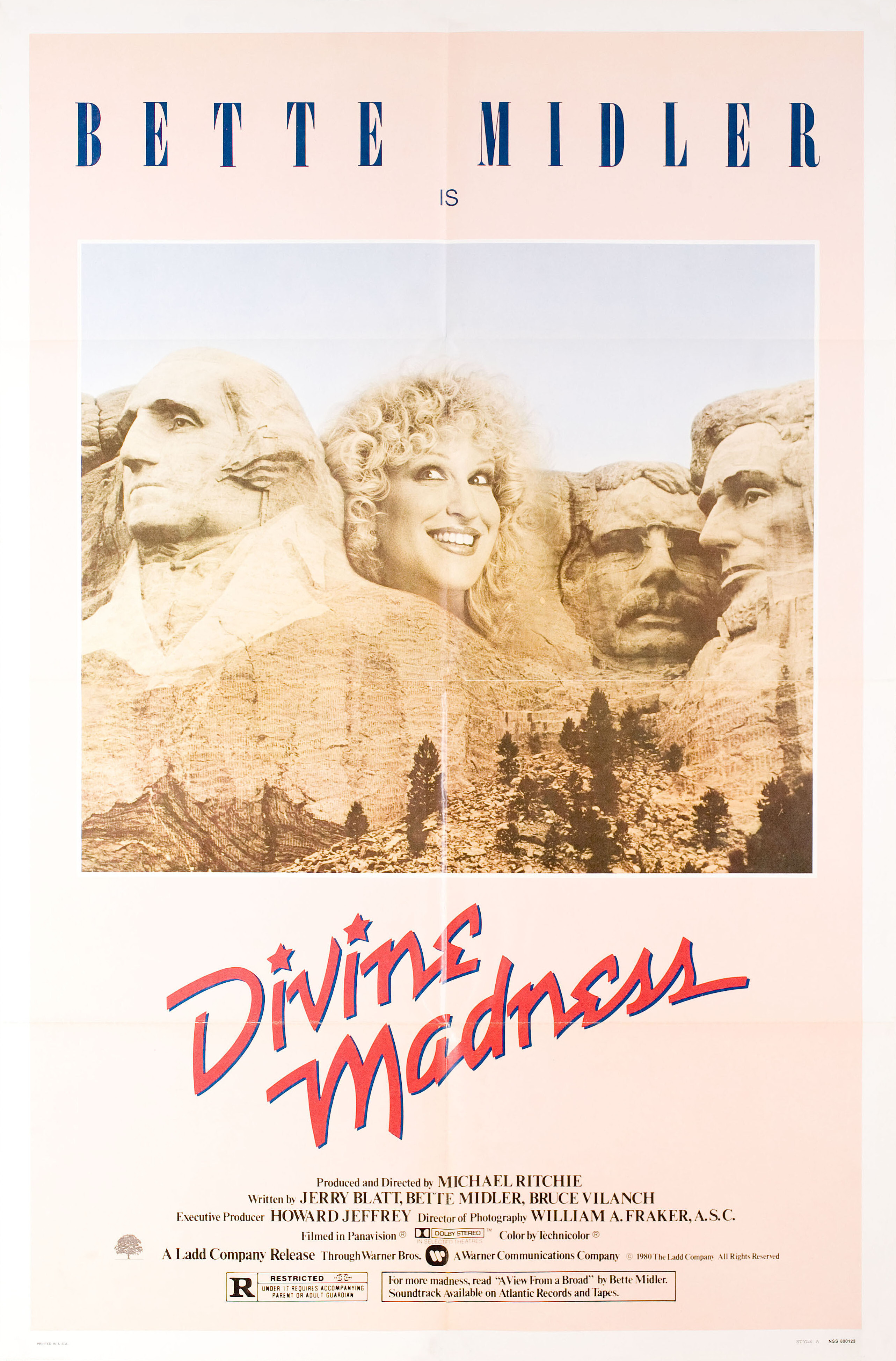 Божественное безумие (Divine Madness, 1980), режиссёр Майкл Ритчи, американский постер к фильму, 1980 год