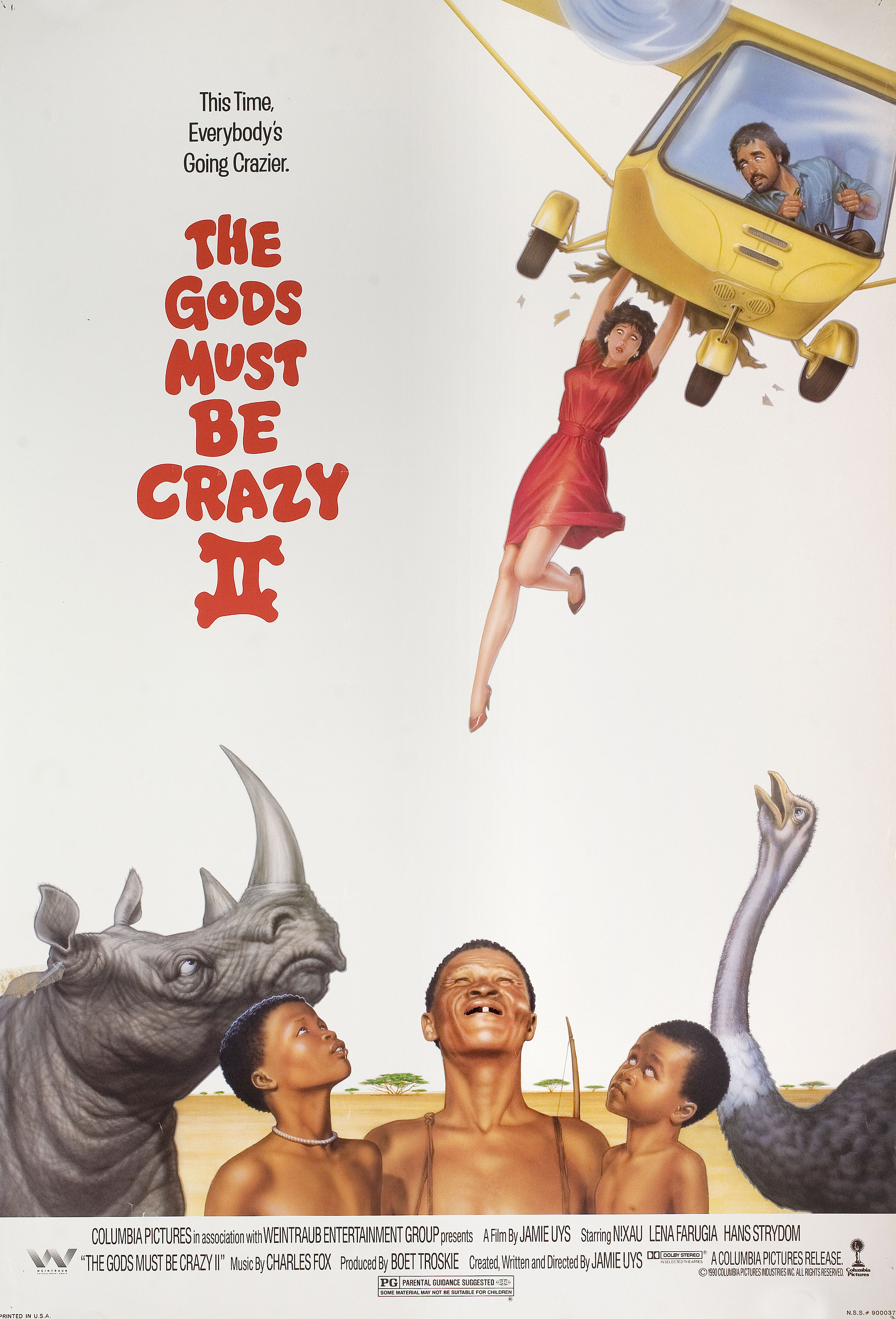 Боги, наверное, сошли с ума 2 (The Gods Must Be Crazy II, 1989), режиссёр Джейми Юйс, американский постер к фильму, 1990 год