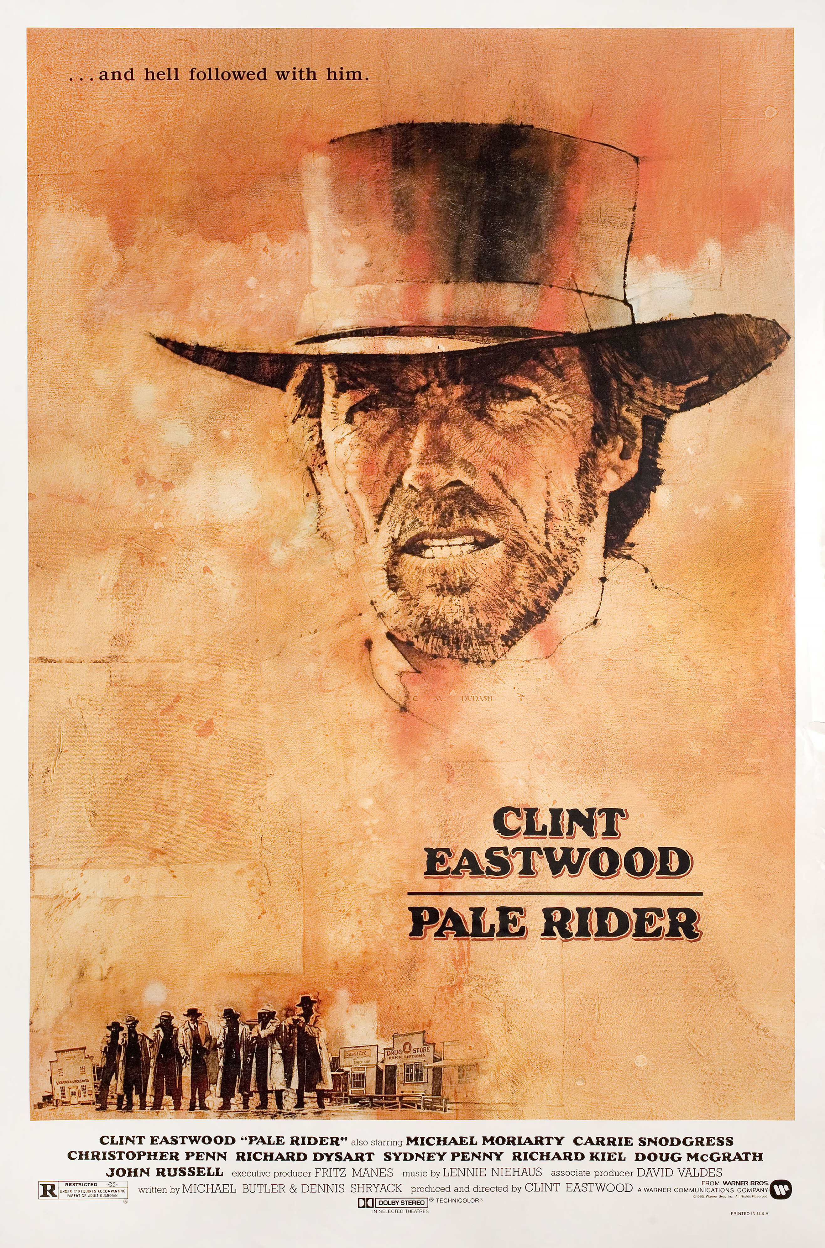 Имя ему Смерть (Pale Rider, 1985), режиссёр Клинт Иствуд, американский постер к фильму, 1985 год
