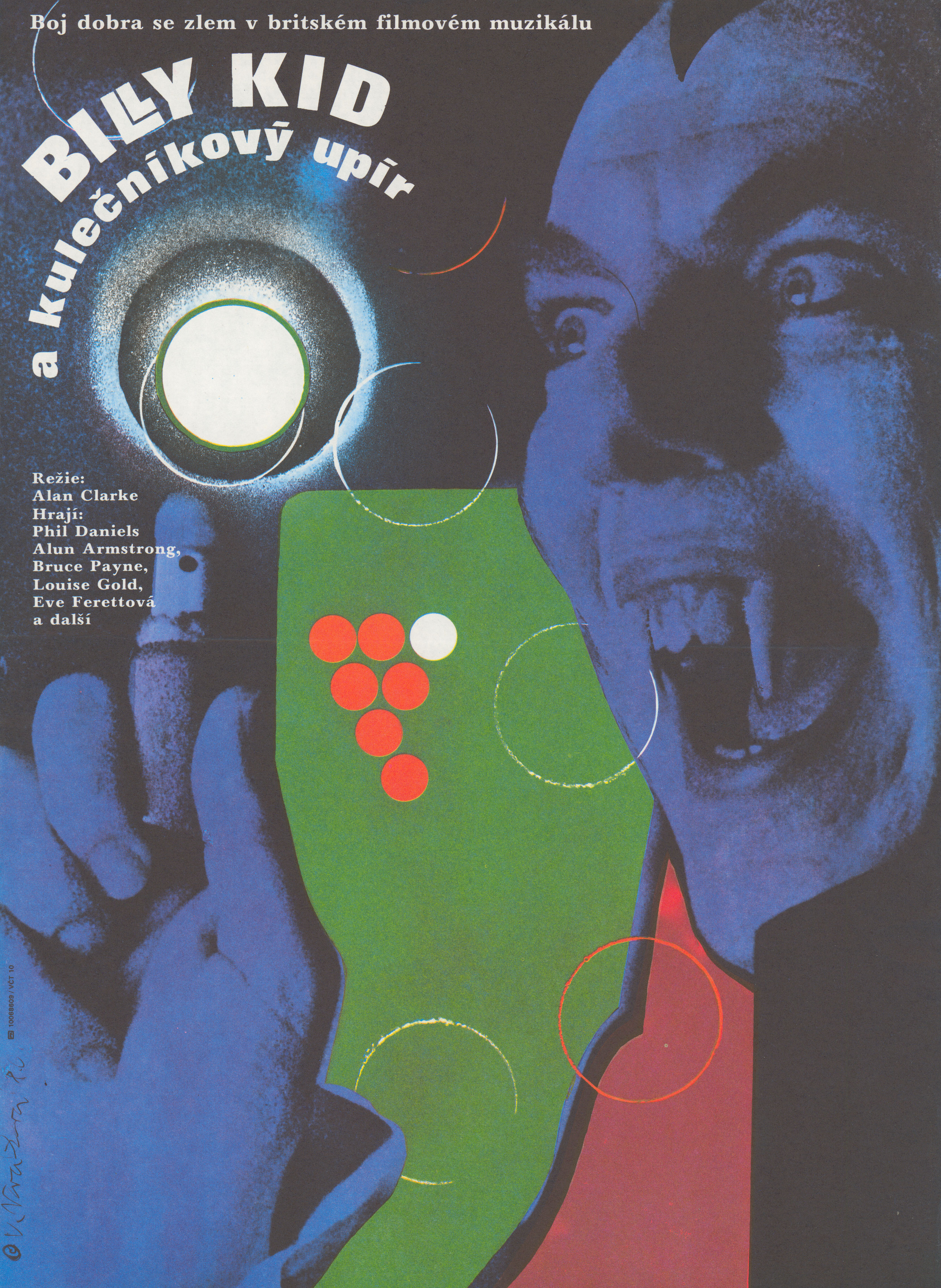 Малыш Билли и Вампир зелёного сукна (Billy the Kid and the Green Baize Vampire, 1987), режиссёр Алан Кларк, чехословацкий постер к фильму, 1987 год