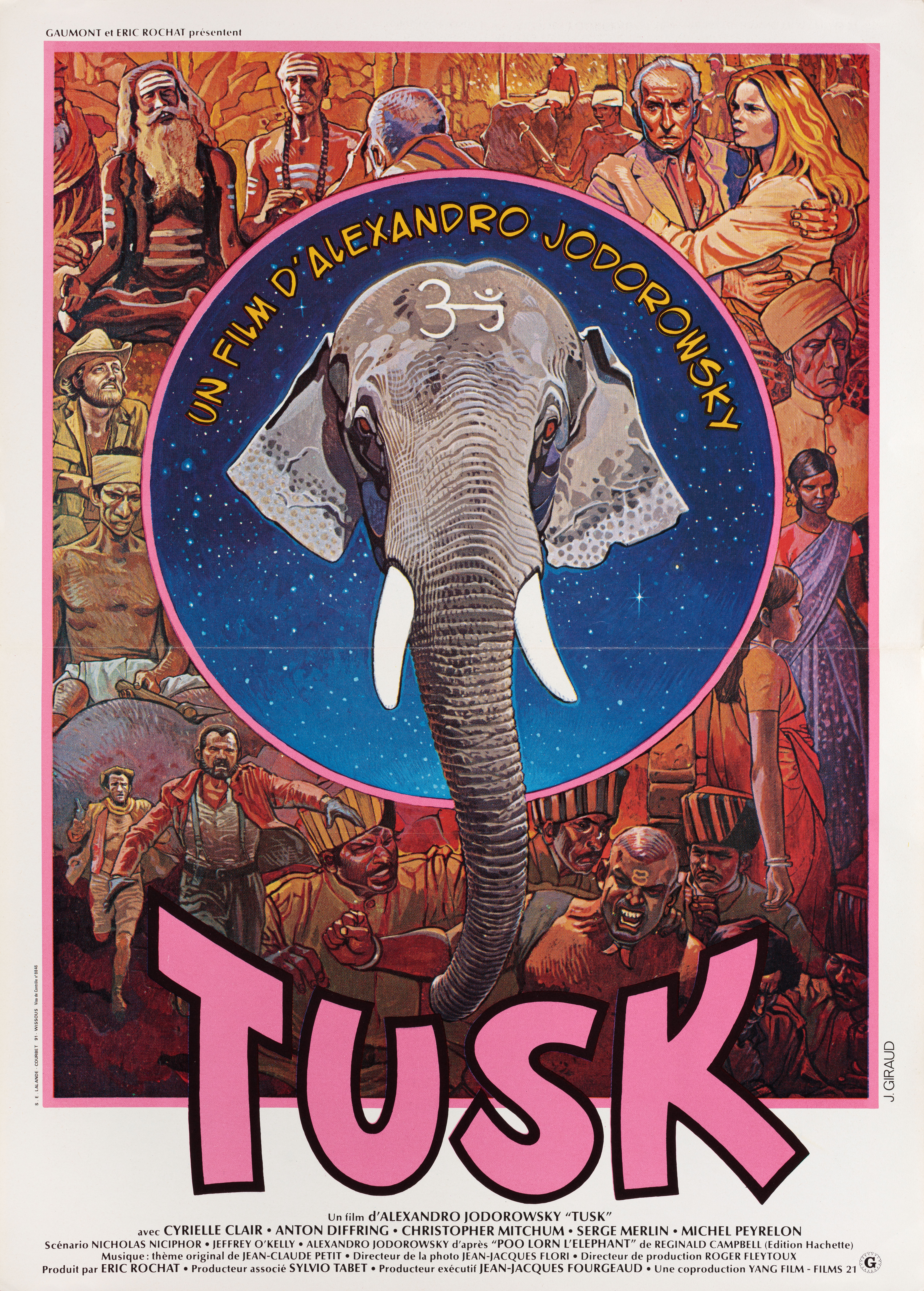 Бивень (Tusk, 1980), режиссёр Алехандро Ходоровски, итальянский постер к фильму, автор Ж. Жиро, 1980 год