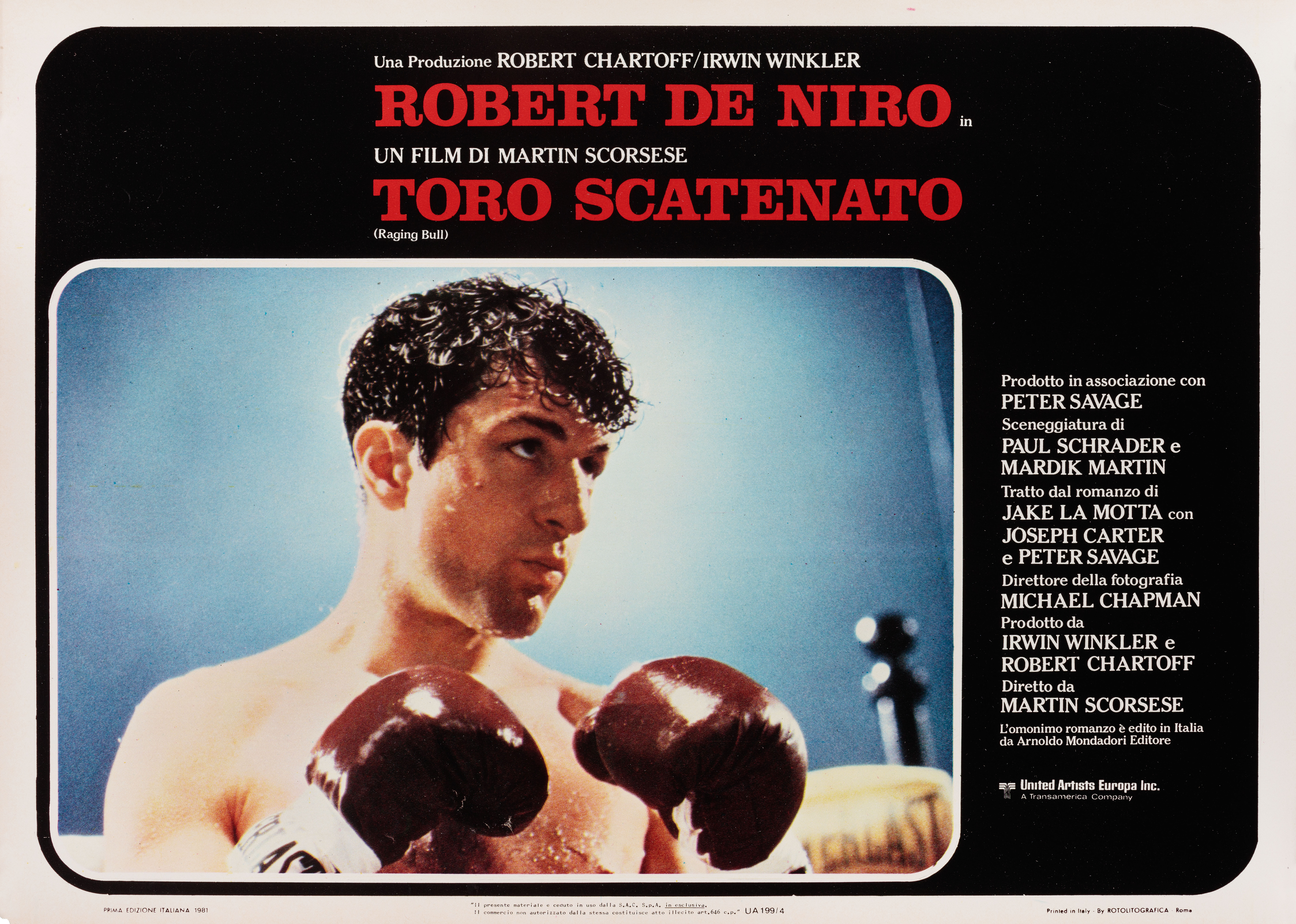 Бешеный бык (Raging Bull, 1980), режиссёр Мартин Скорсезе, итальянский постер к фильму, 1981 год (5)