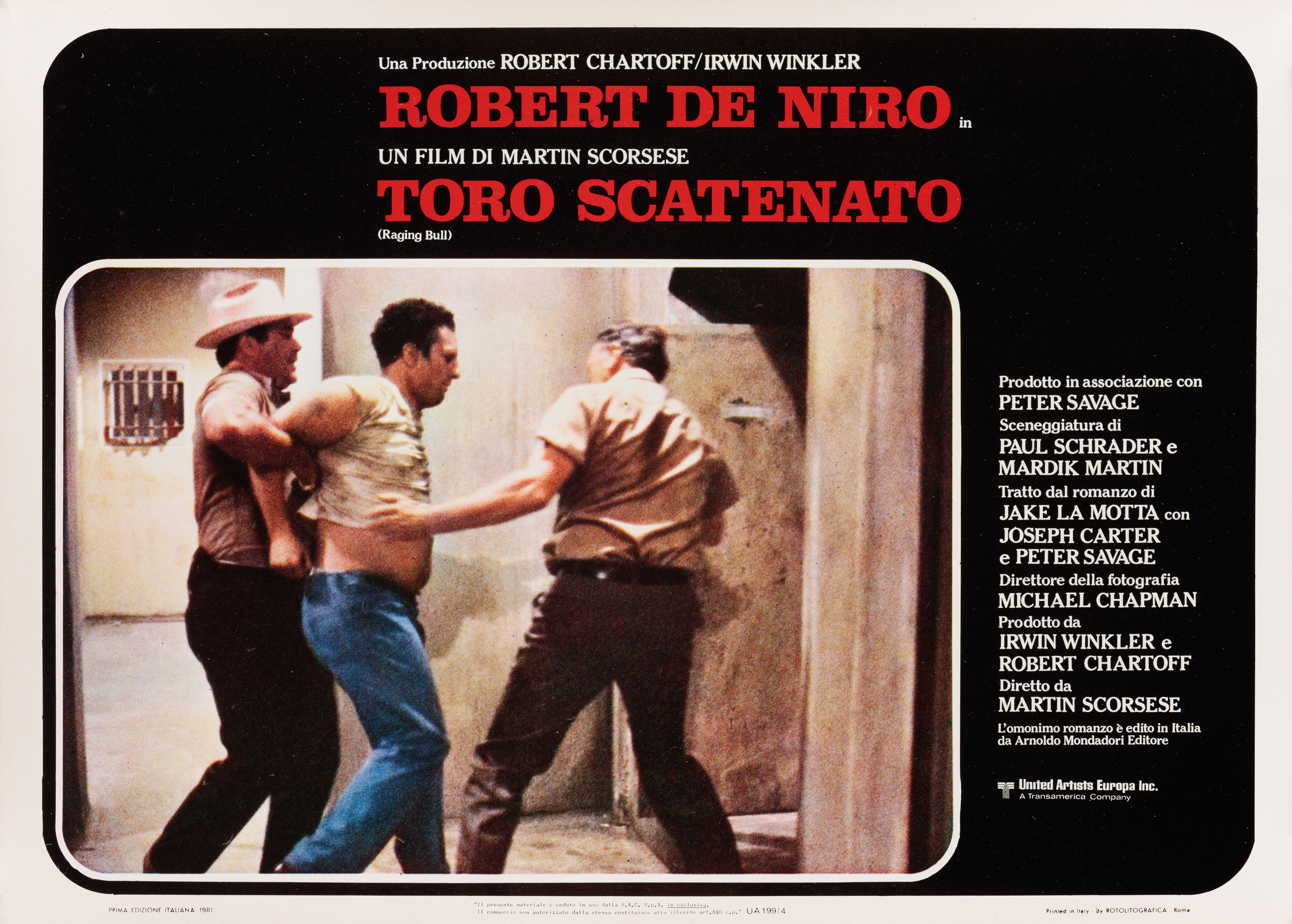 Бешеный бык (Raging Bull, 1980), режиссёр Мартин Скорсезе, итальянский постер к фильму, 1981 год (4)