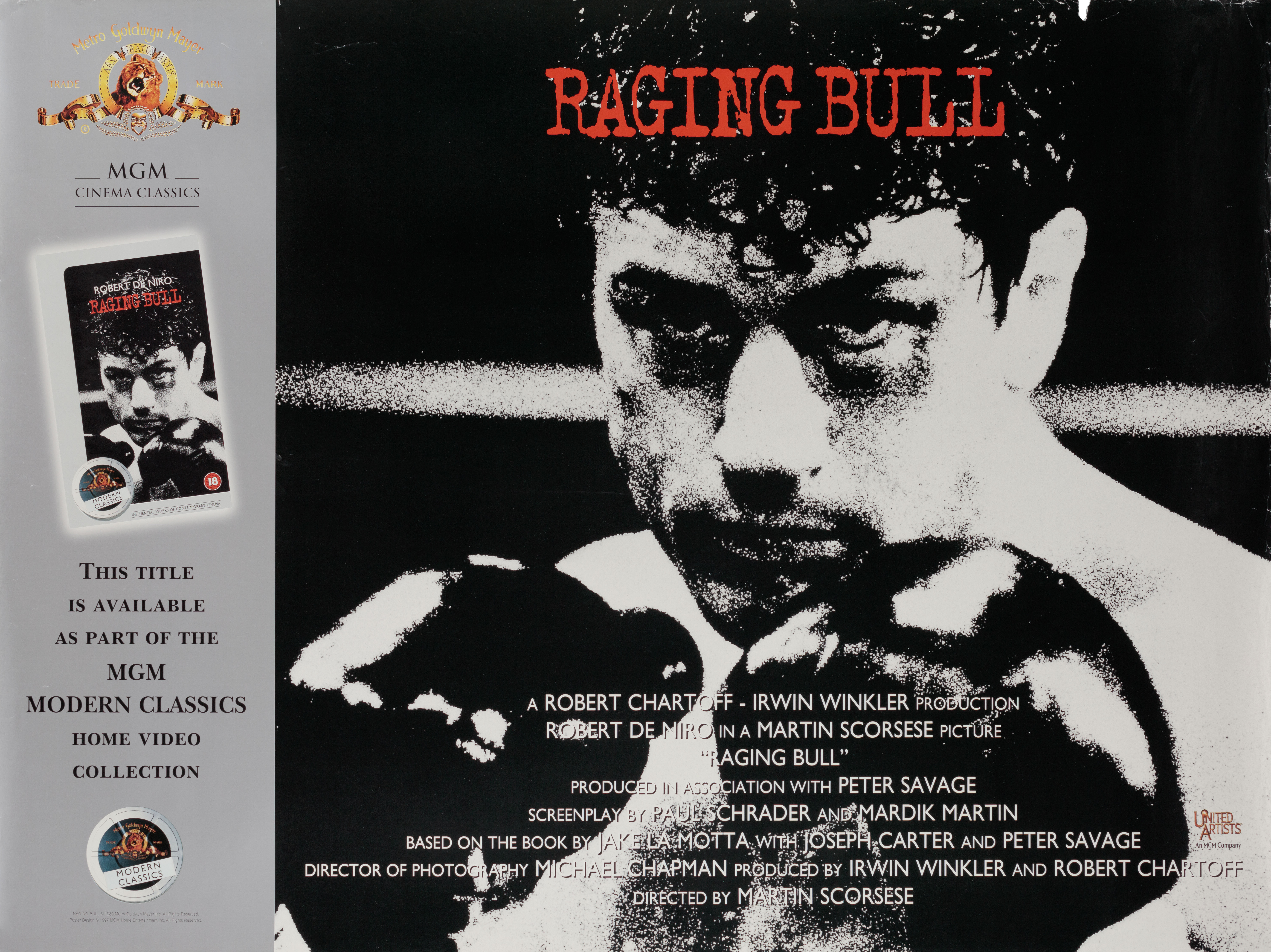 Бешеный бык (Raging Bull, 1980), режиссёр Мартин Скорсезе, британский постер к фильму, 1997 год