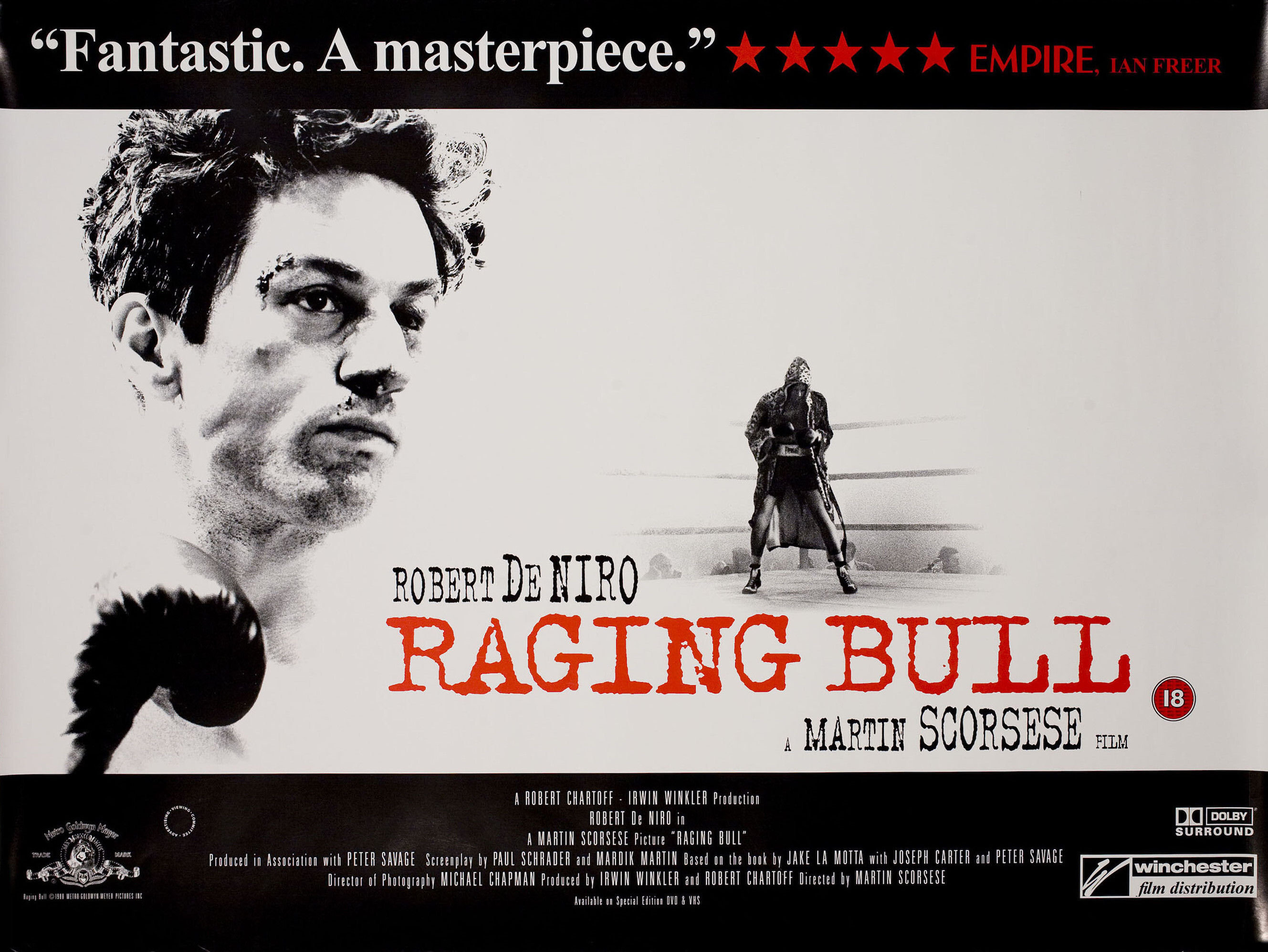 Бешеный бык (Raging Bull, 1980), режиссёр Мартин Скорсезе, британский постер к фильму, 1990 год