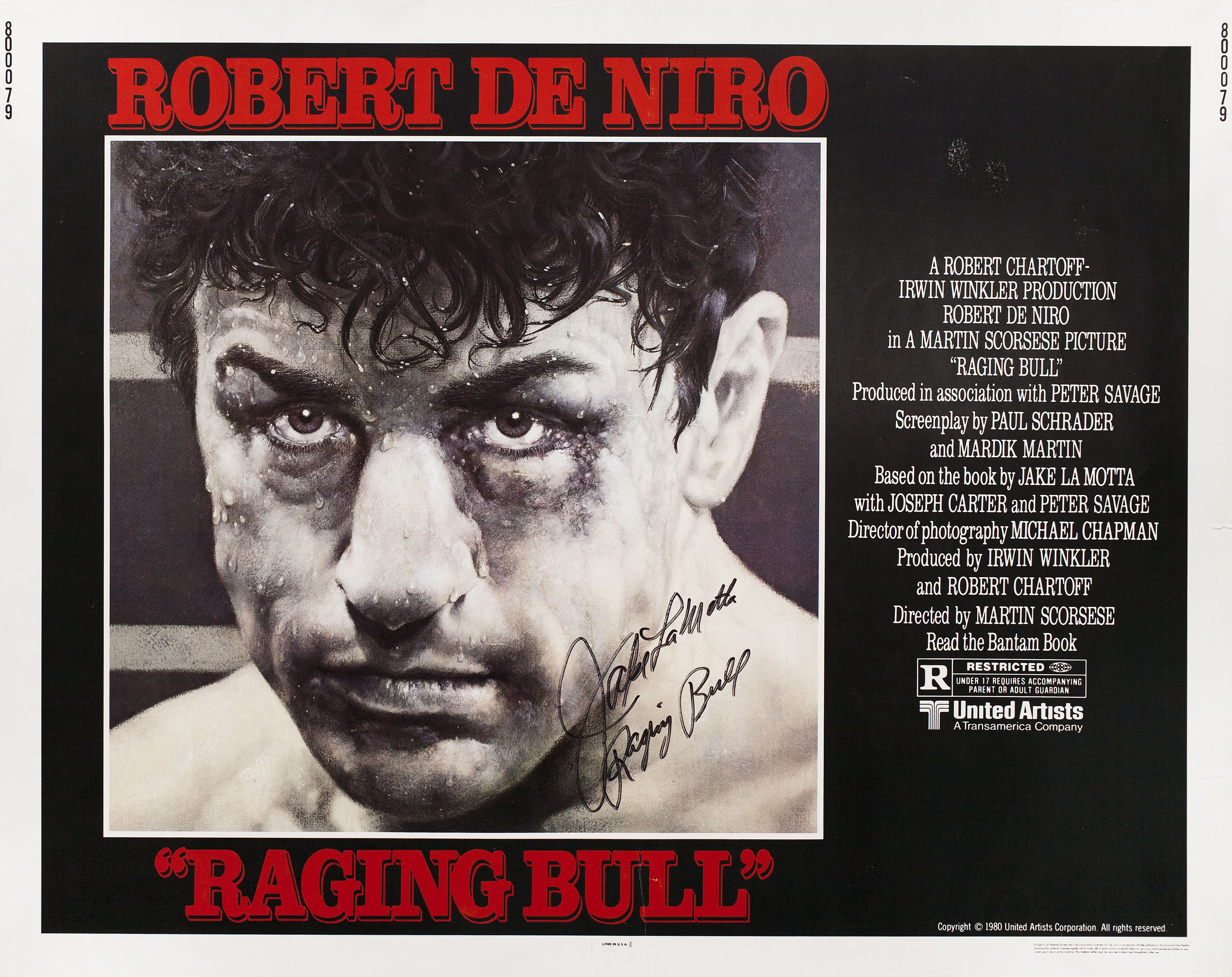 Бешеный бык (Raging Bull, 1980), режиссёр Мартин Скорсезе, американский постер к фильму, 1980 год (12)